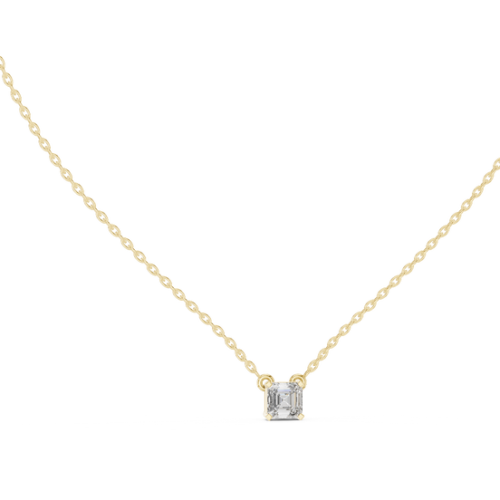 emerald cut diamond solitaire pendant in yellow gold