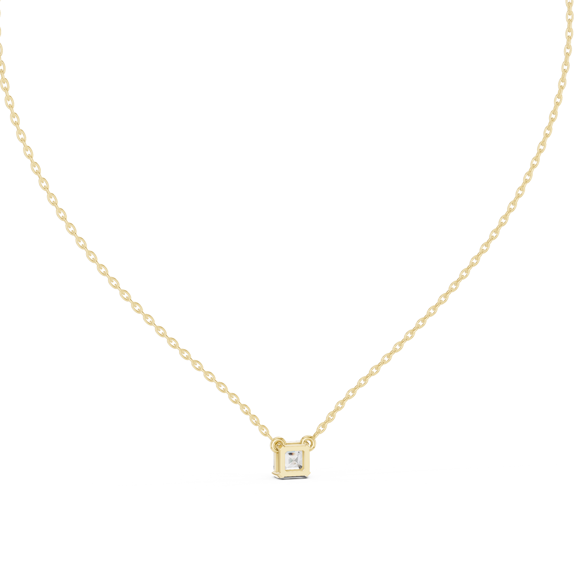 Princess cut solitaire diamond pendant in gold with lab grown diamond by Signora Jewels