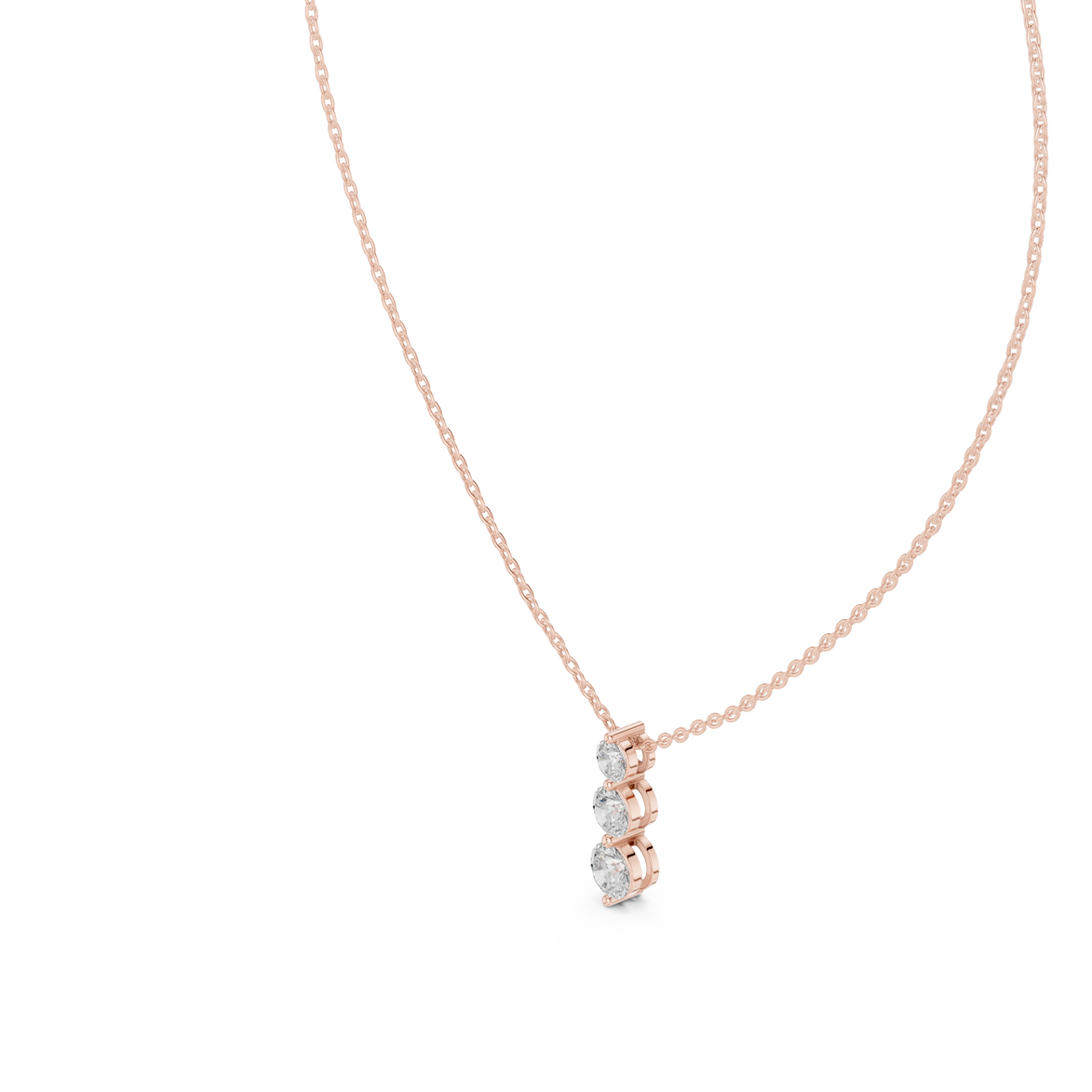 Three stone diamond pendant in gold with lab grown diamonds by Signora Jewels