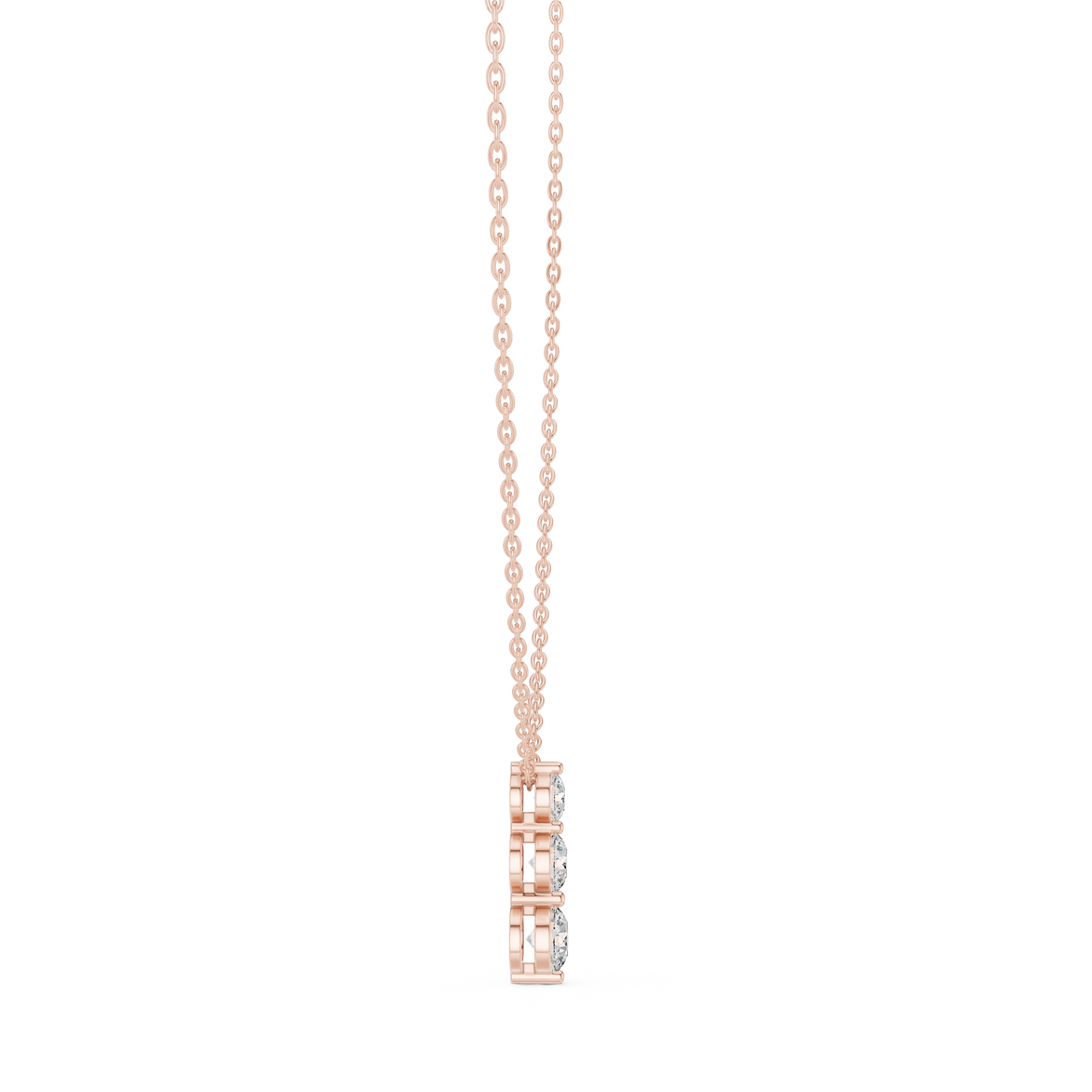 Three stone diamond pendant in gold with lab grown diamonds by Signora Jewels