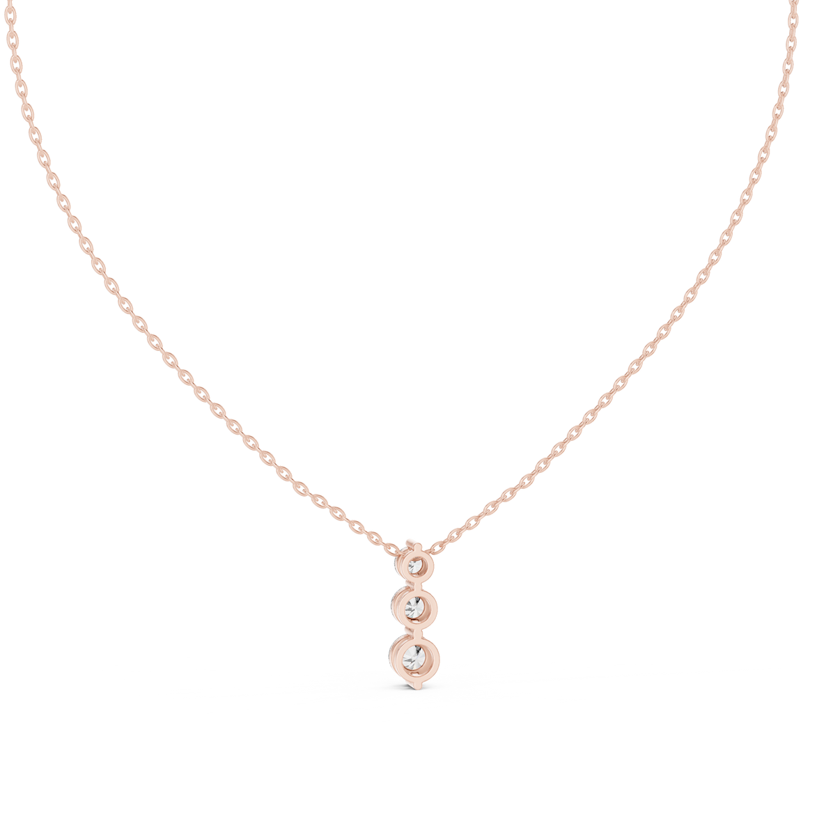 Three stone diamond pendant in gold with lab grown diamonds by Signora Jewels