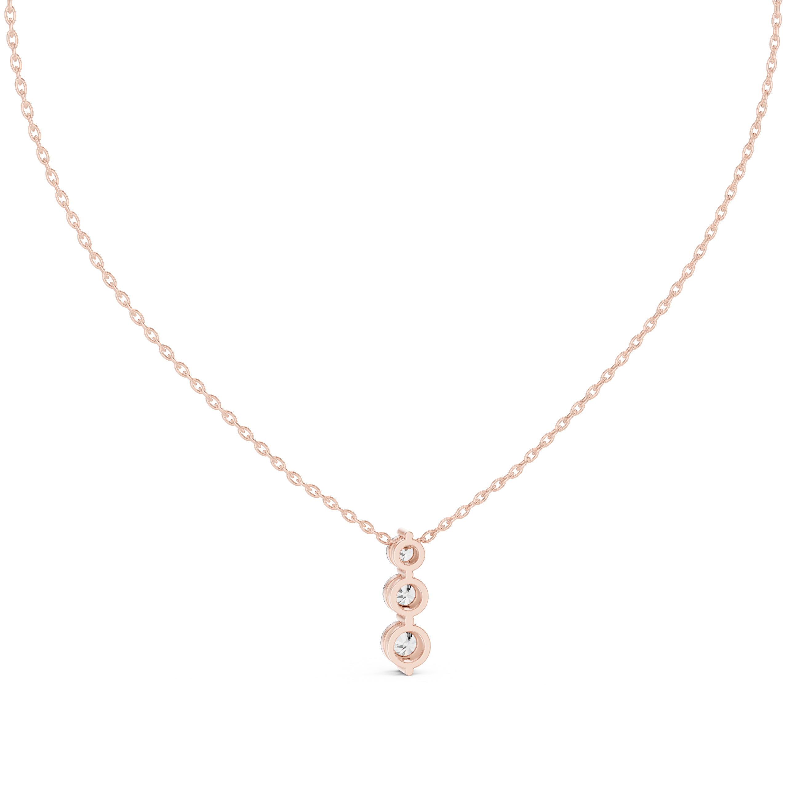 Three stone diamond pendant in gold with lab grown diamonds by Signora Jewels