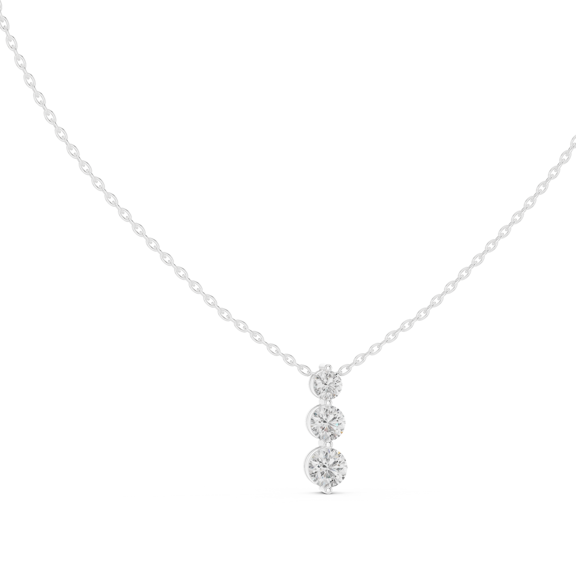 Three stone diamond pendant in gold with lab grown diamonds by Signora Jewels
