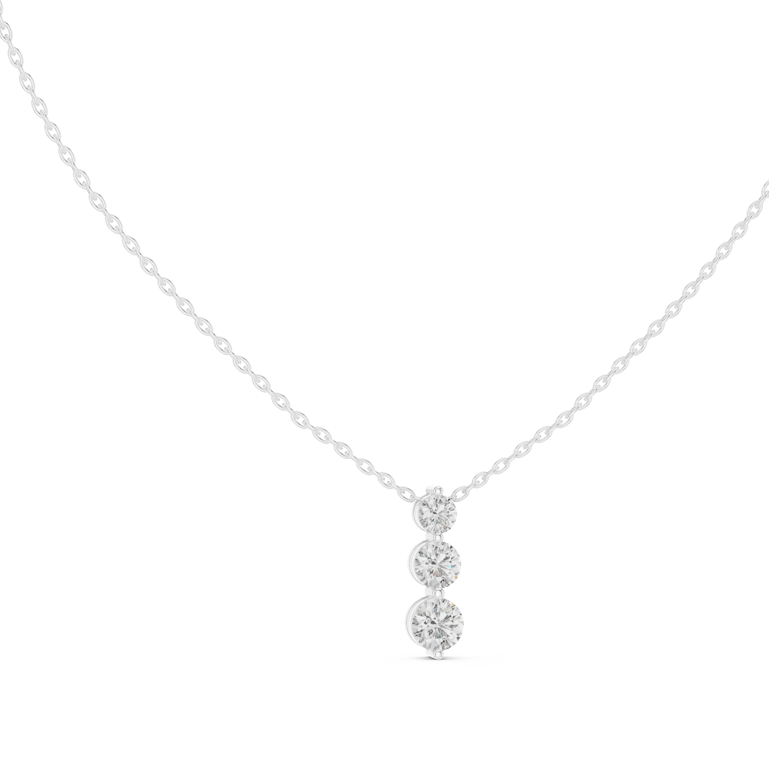 Three stone diamond pendant in gold with lab grown diamonds by Signora Jewels