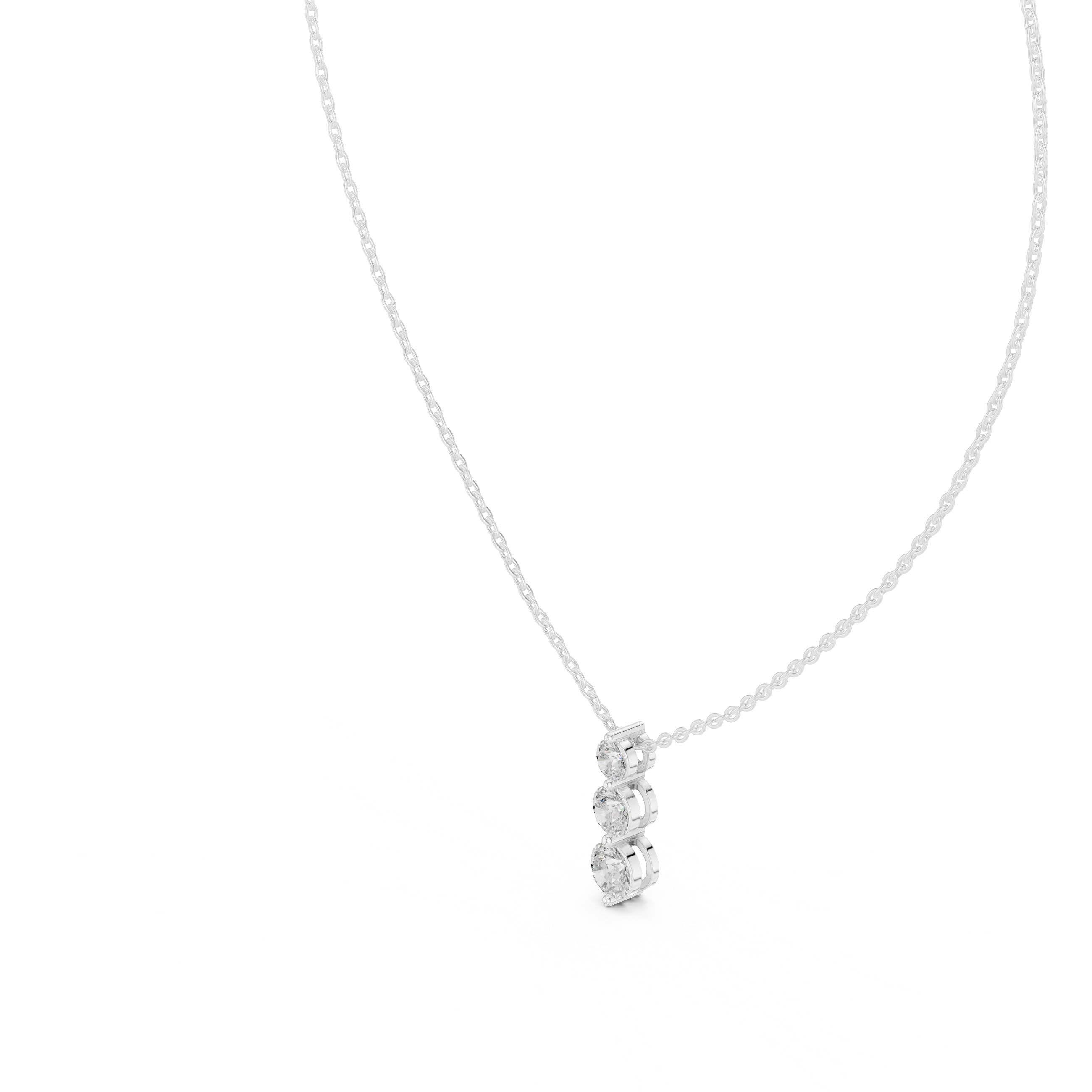 Three stone diamond pendant in gold with lab grown diamonds by Signora Jewels
