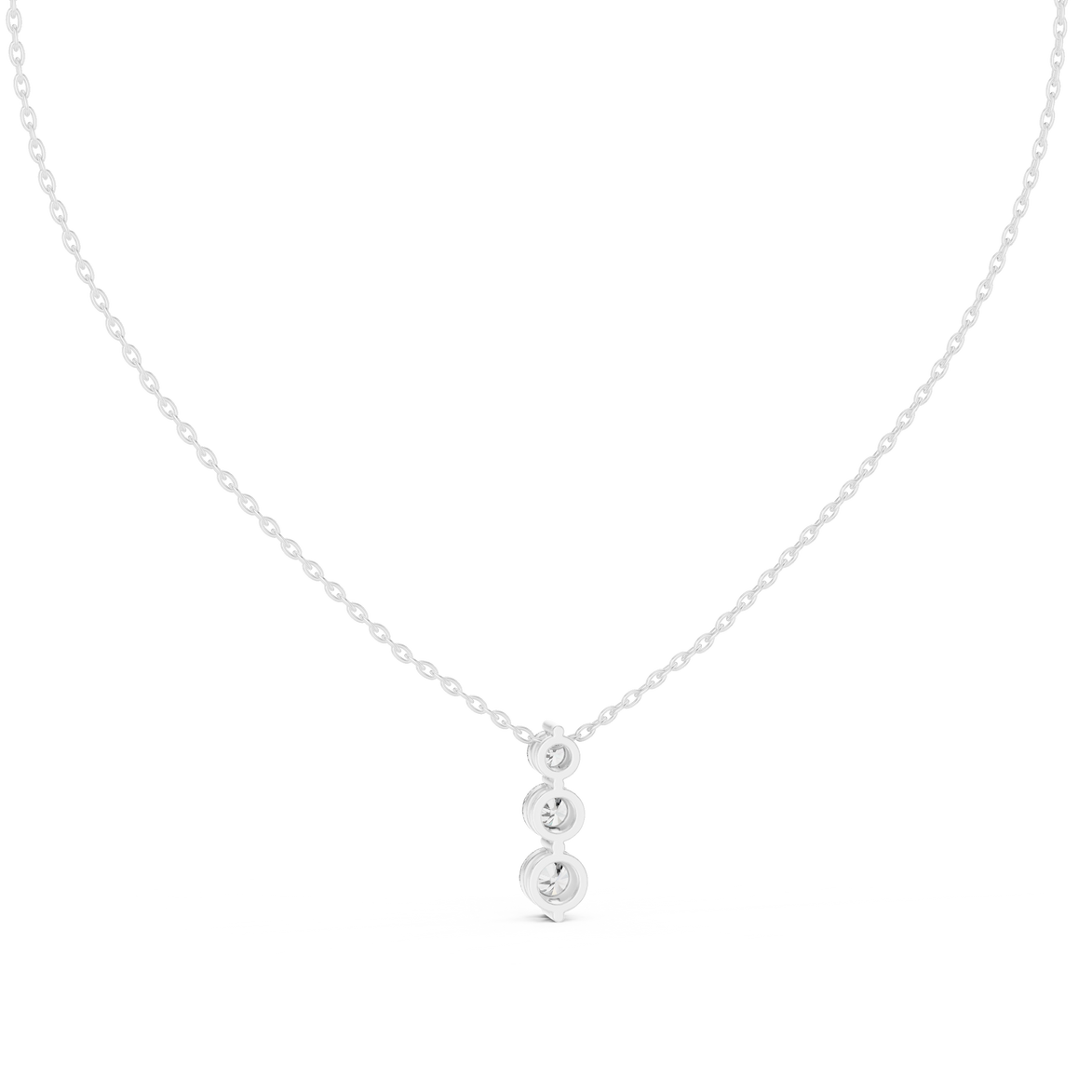 Three stone diamond pendant in gold with lab grown diamonds by Signora Jewels