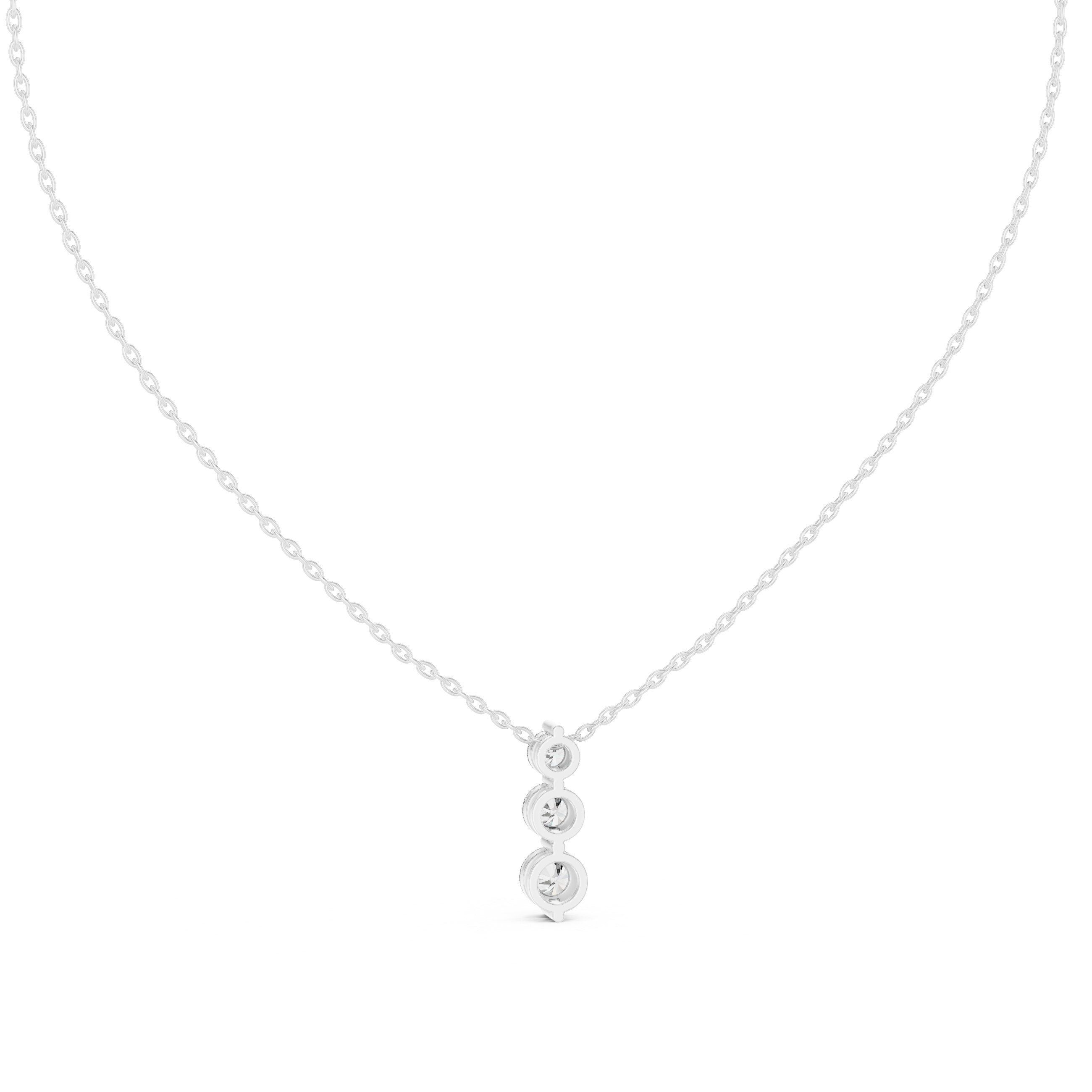 Three stone diamond pendant in gold with lab grown diamonds by Signora Jewels