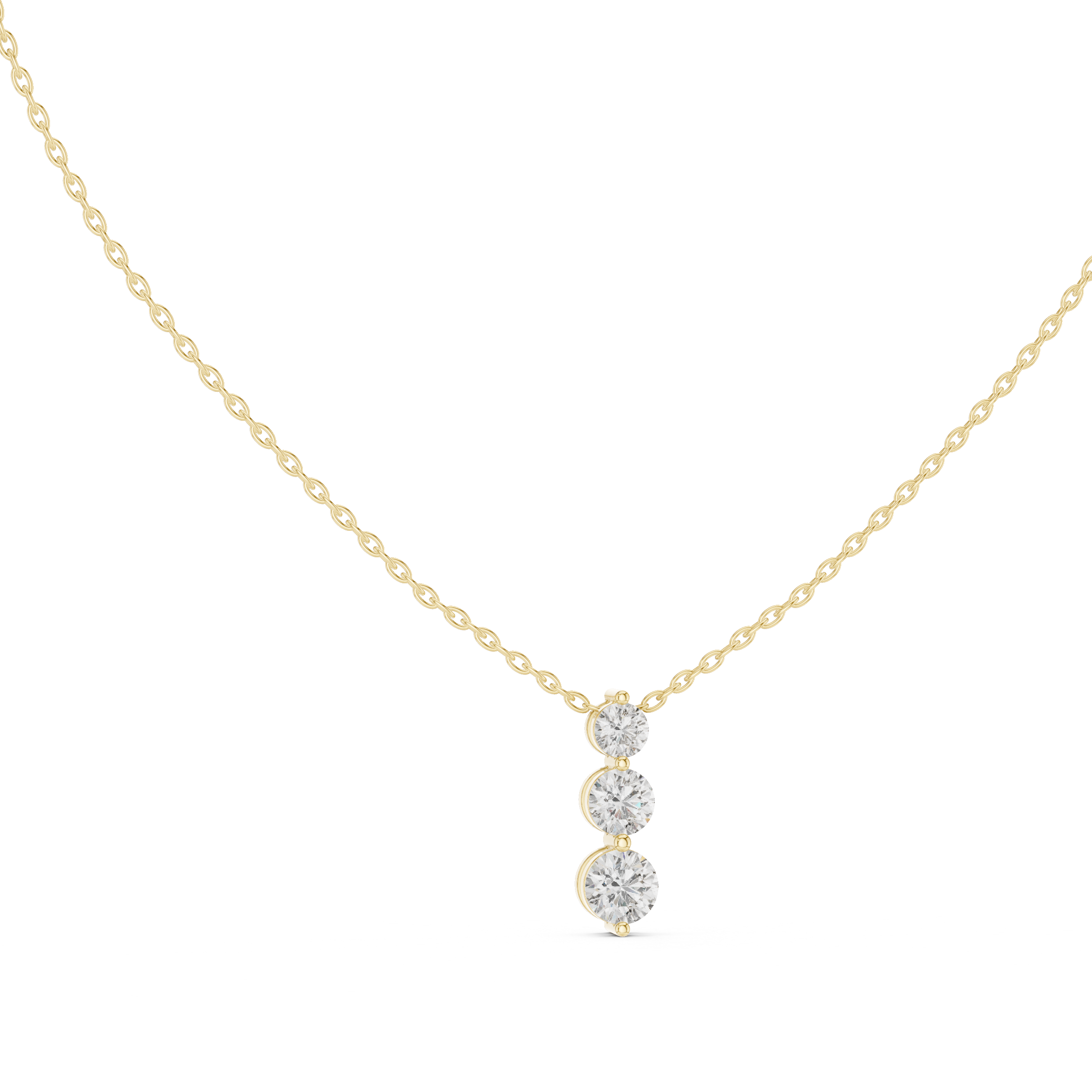 Three stone diamond pendant in gold with lab grown diamonds by Signora Jewels