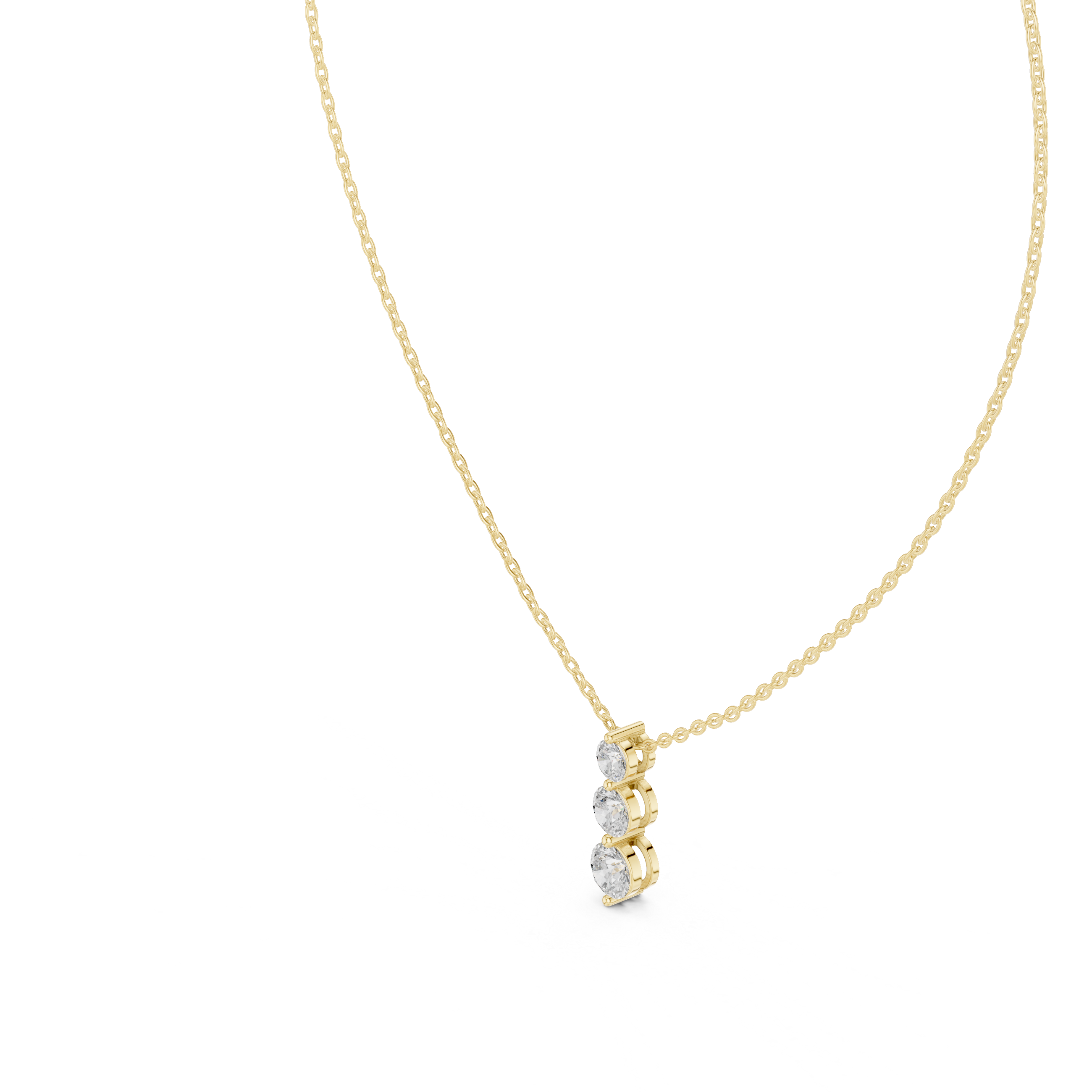 Three stone diamond pendant in gold with lab grown diamonds by Signora Jewels