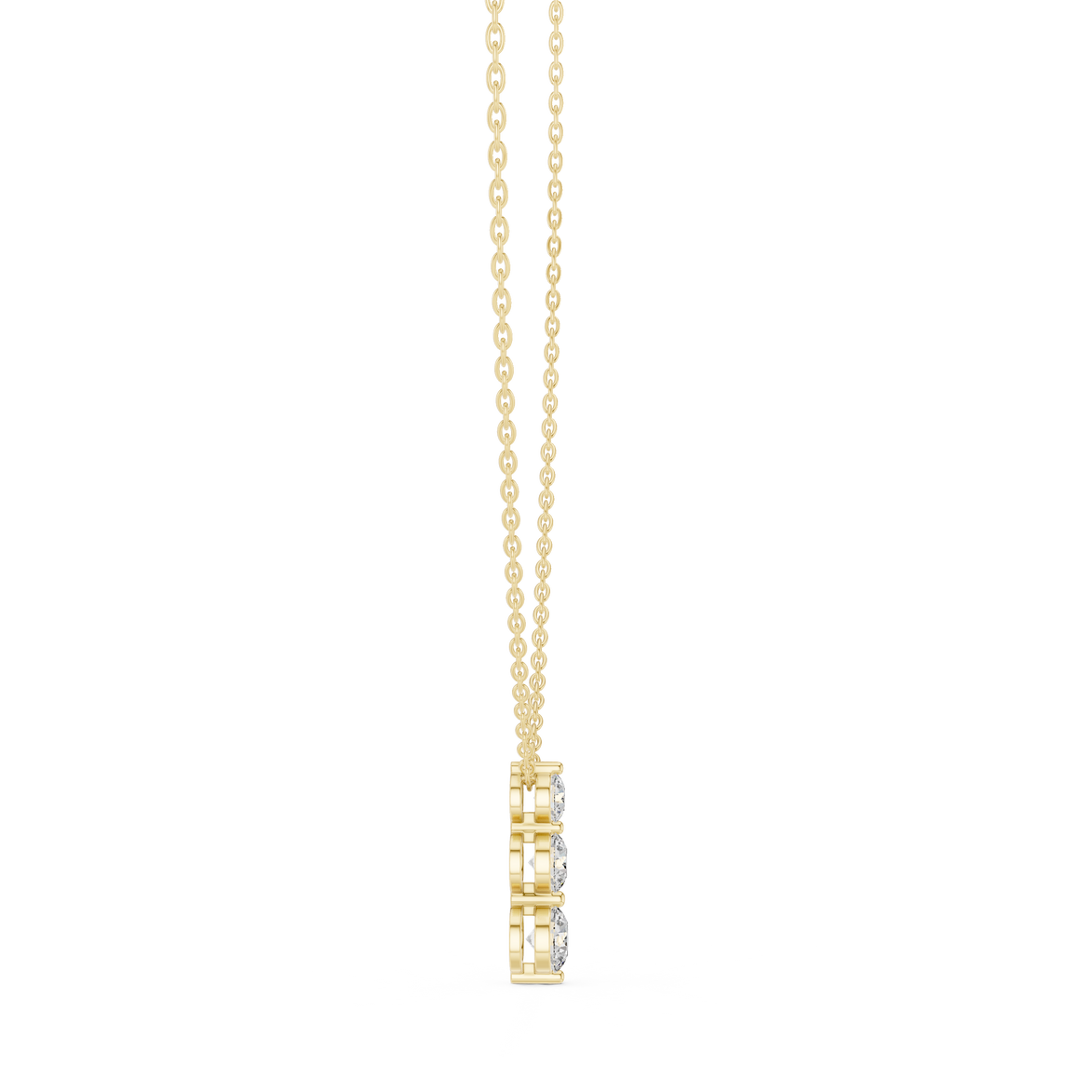 Three stone diamond pendant in gold with lab grown diamonds by Signora Jewels