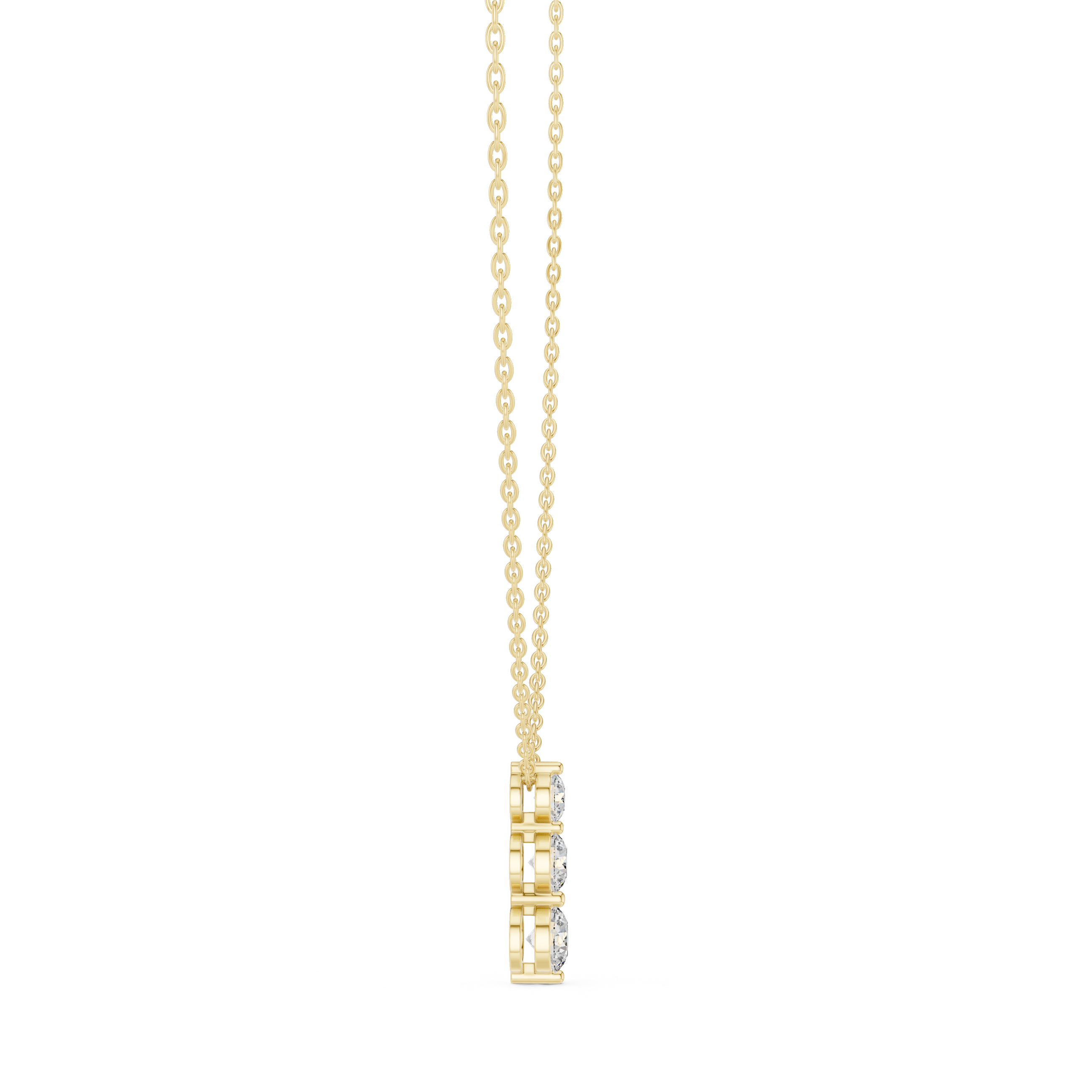 Three stone diamond pendant in gold with lab grown diamonds by Signora Jewels