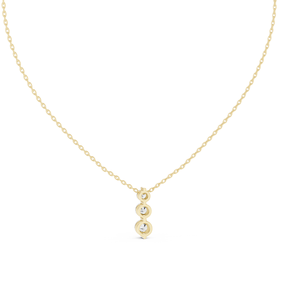 Three stone diamond pendant in gold with lab grown diamonds by Signora Jewels
