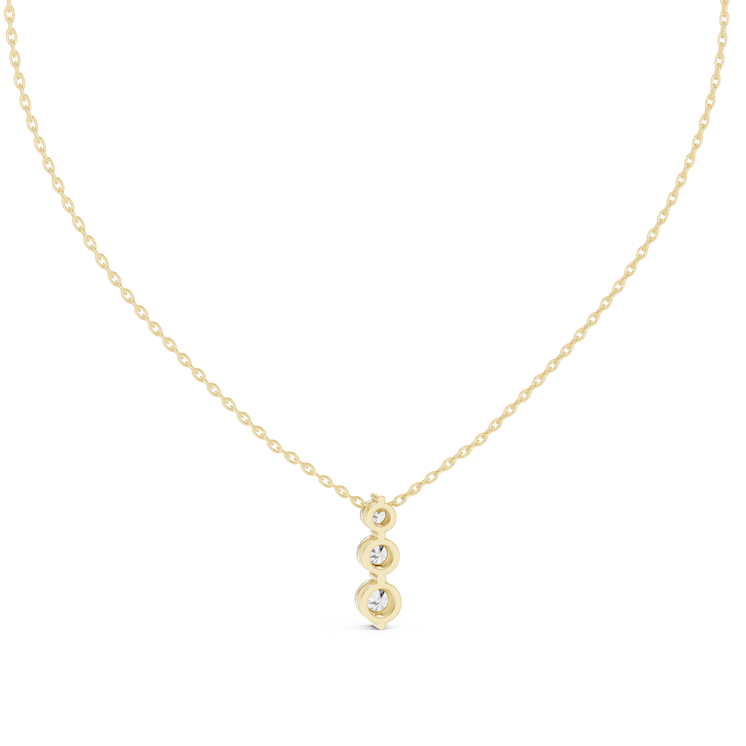 Three stone diamond pendant in gold with lab grown diamonds by Signora Jewels