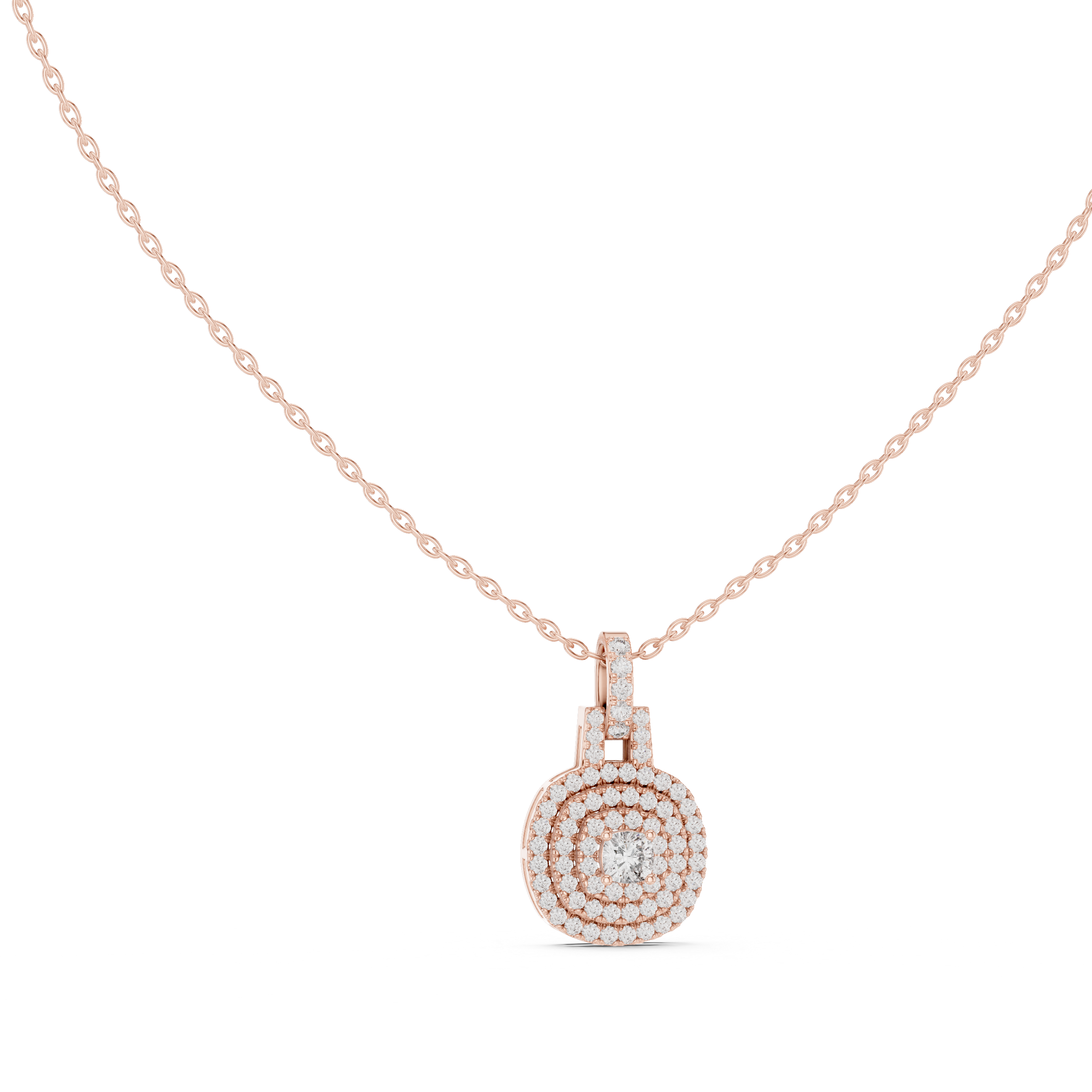 Cushion halo diamond pendant in gold with lab grown diamonds by Signora Jewels