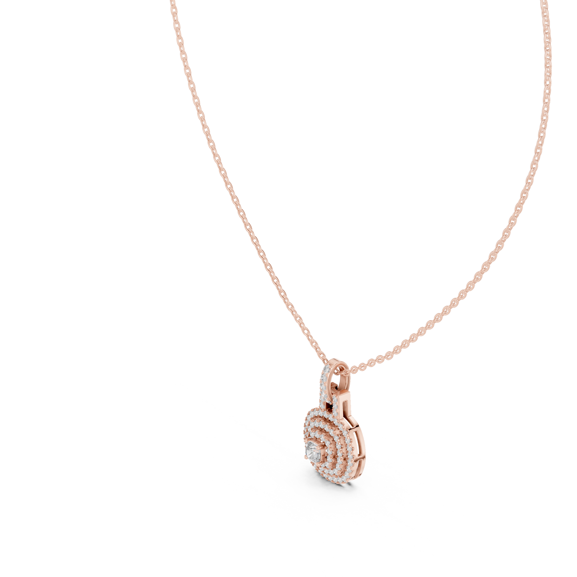 Cushion halo diamond pendant in gold with lab grown diamonds by Signora Jewels