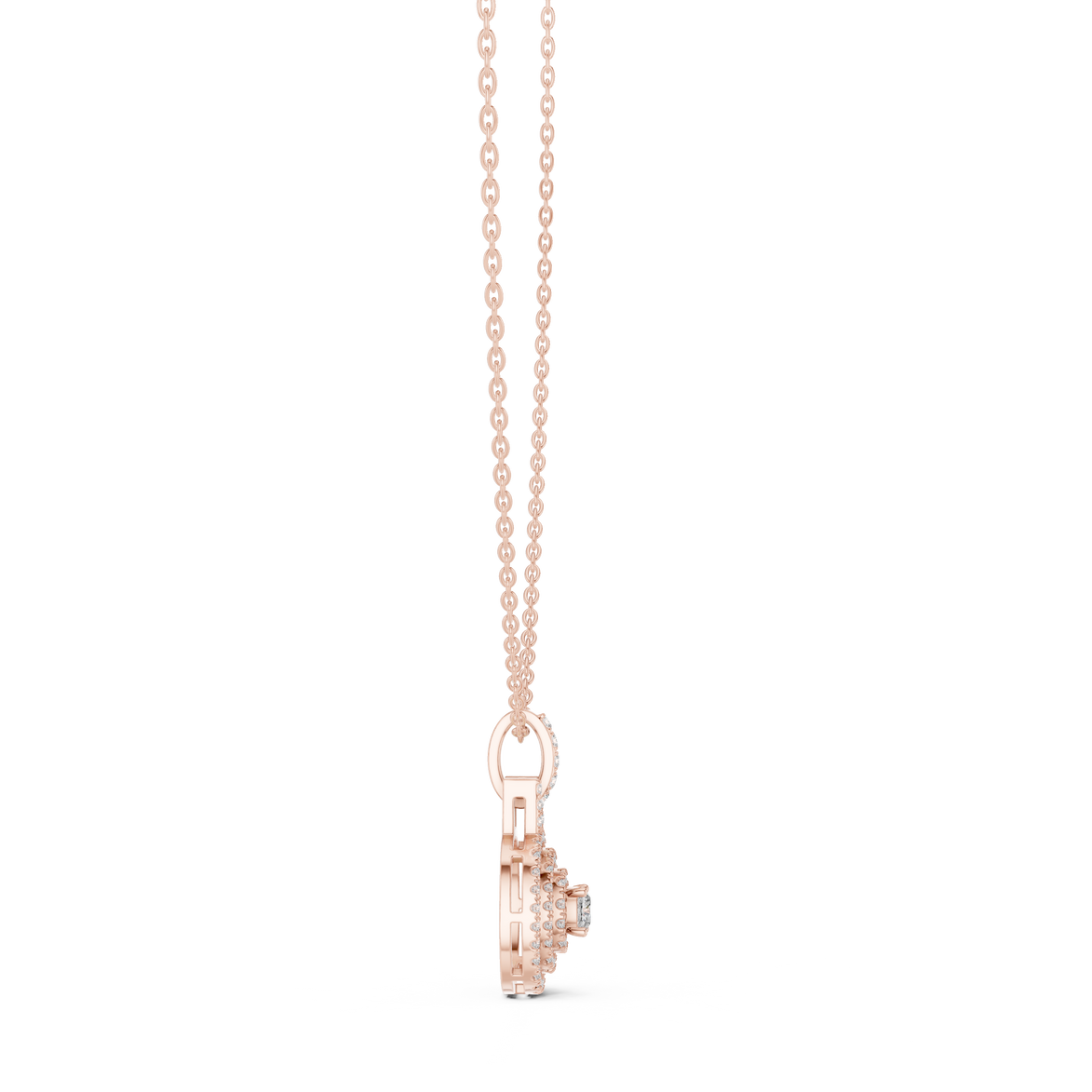 Cushion halo diamond pendant in gold with lab grown diamonds by Signora Jewels