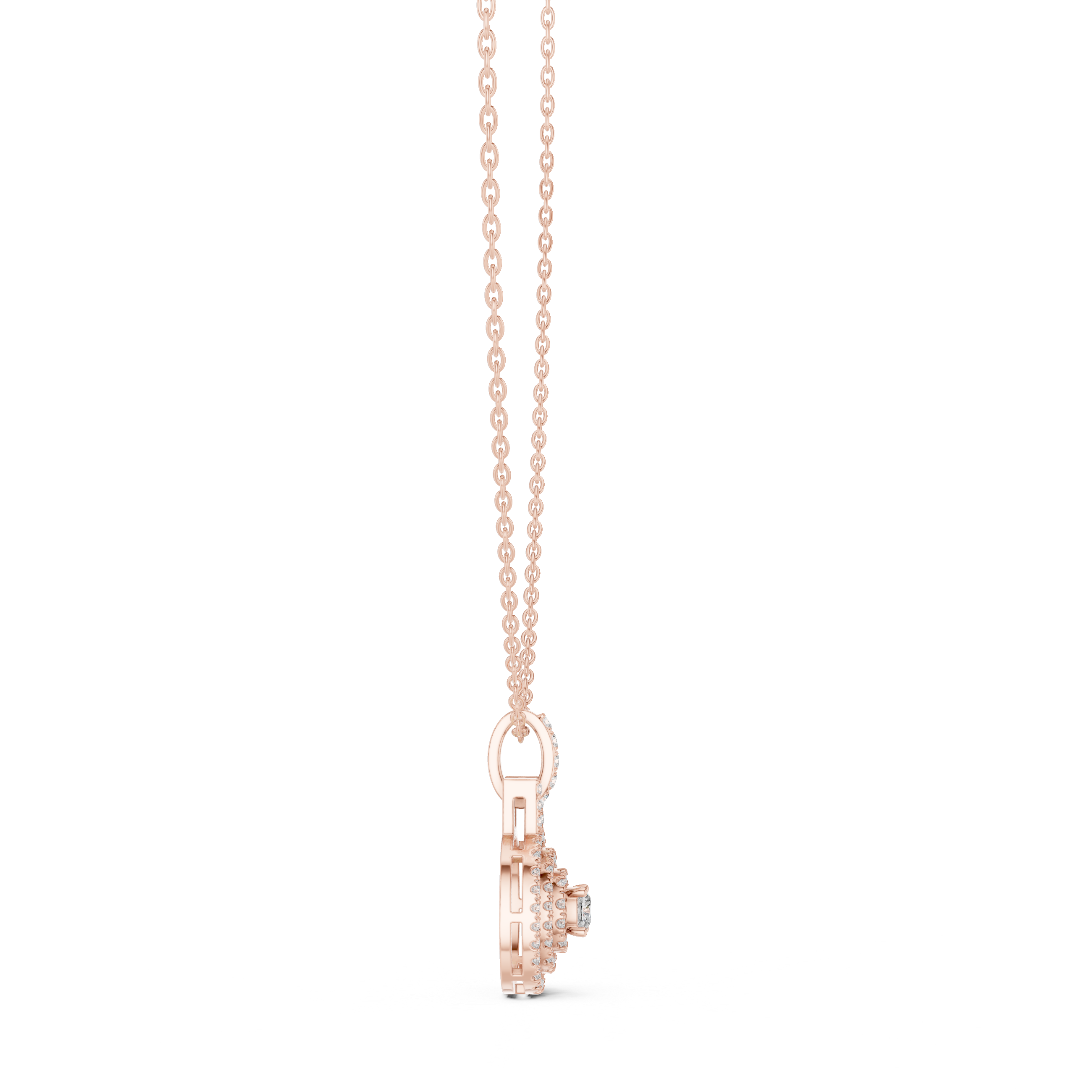 Cushion halo diamond pendant in gold with lab grown diamonds by Signora Jewels