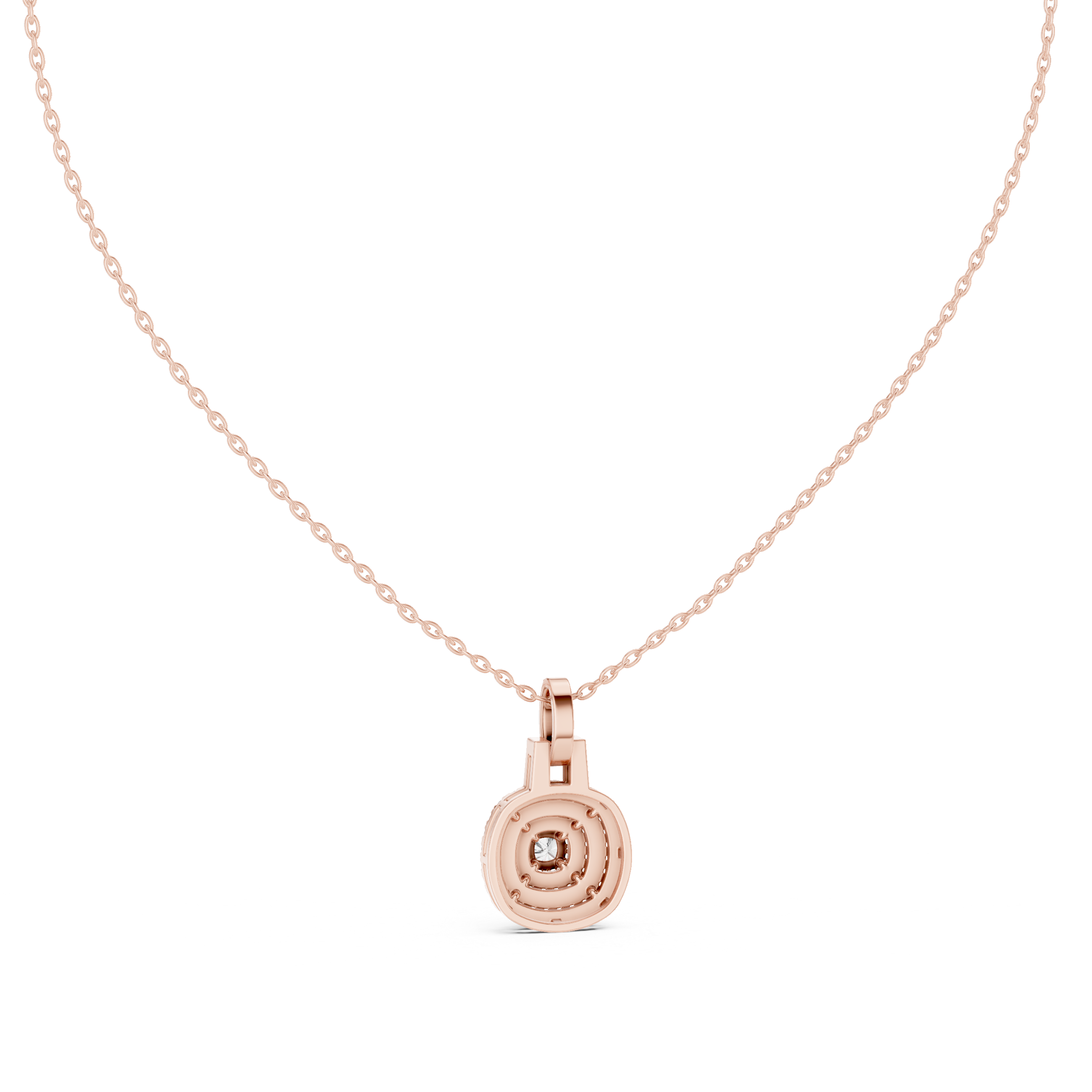 Cushion halo diamond pendant in gold with lab grown diamonds by Signora Jewels