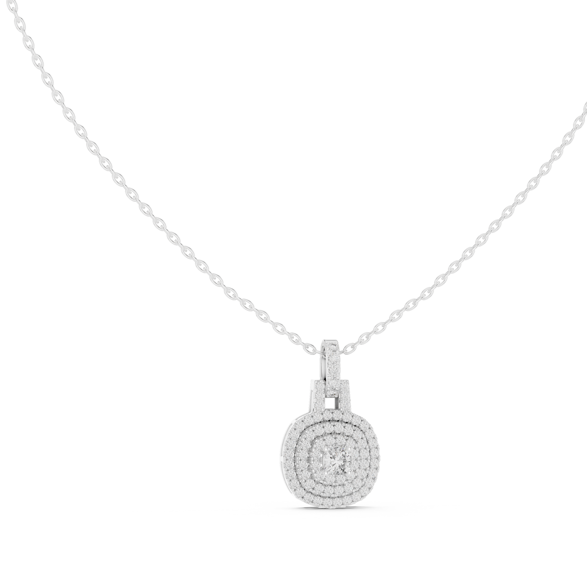 Cushion halo diamond pendant in gold with lab grown diamonds by Signora Jewels