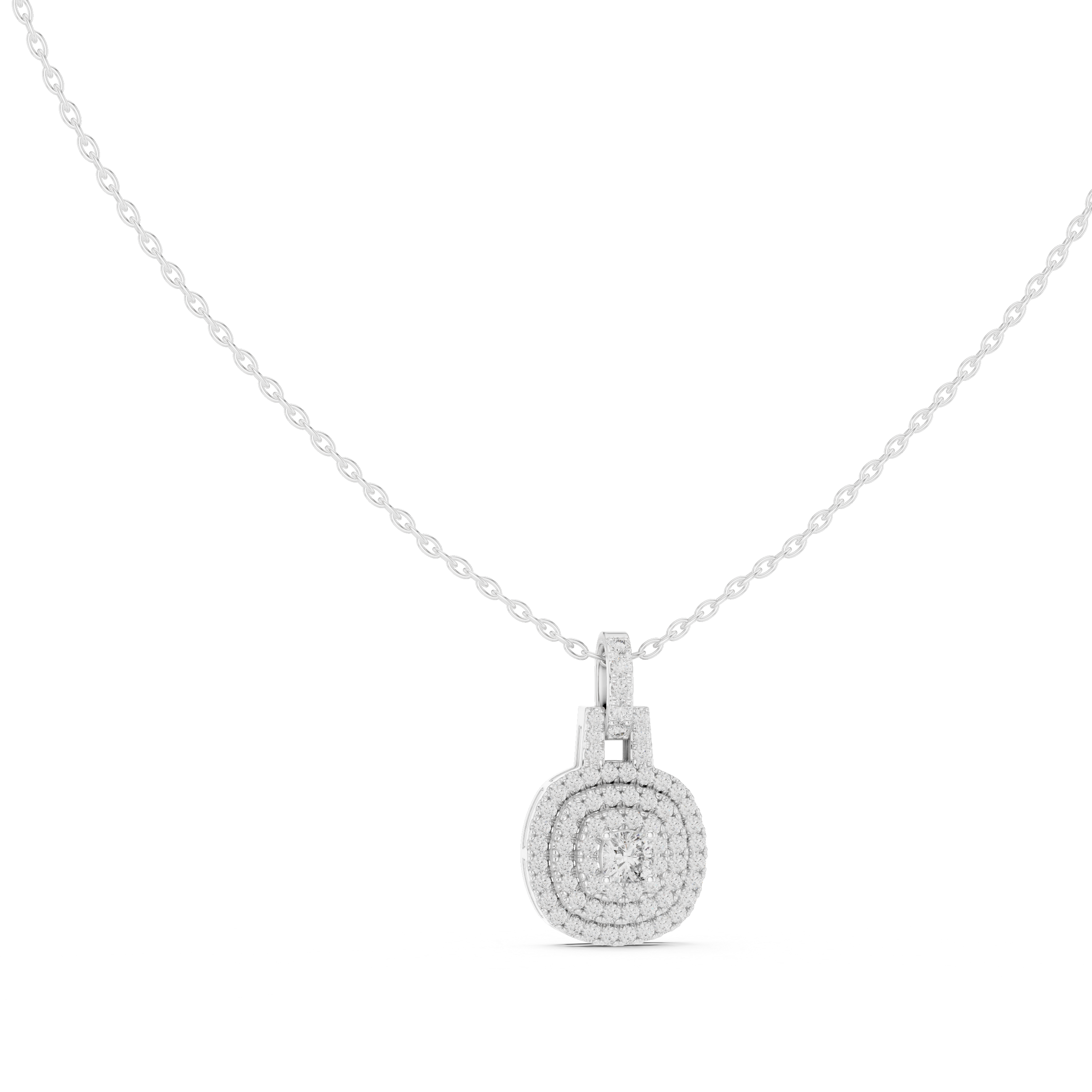 Cushion halo diamond pendant in gold with lab grown diamonds by Signora Jewels