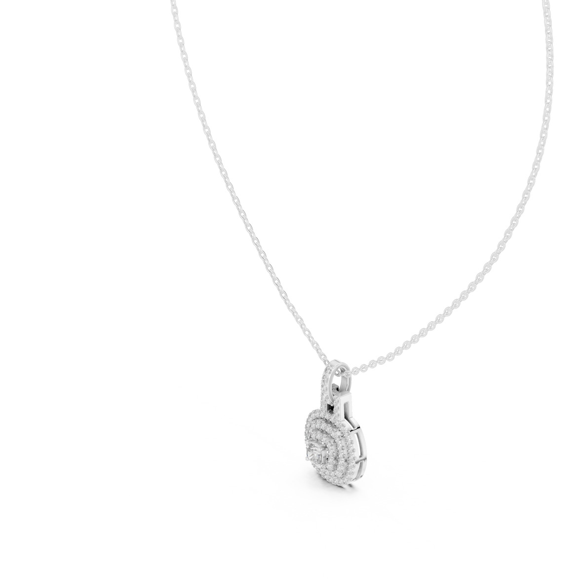 Cushion halo diamond pendant in gold with lab grown diamonds by Signora Jewels