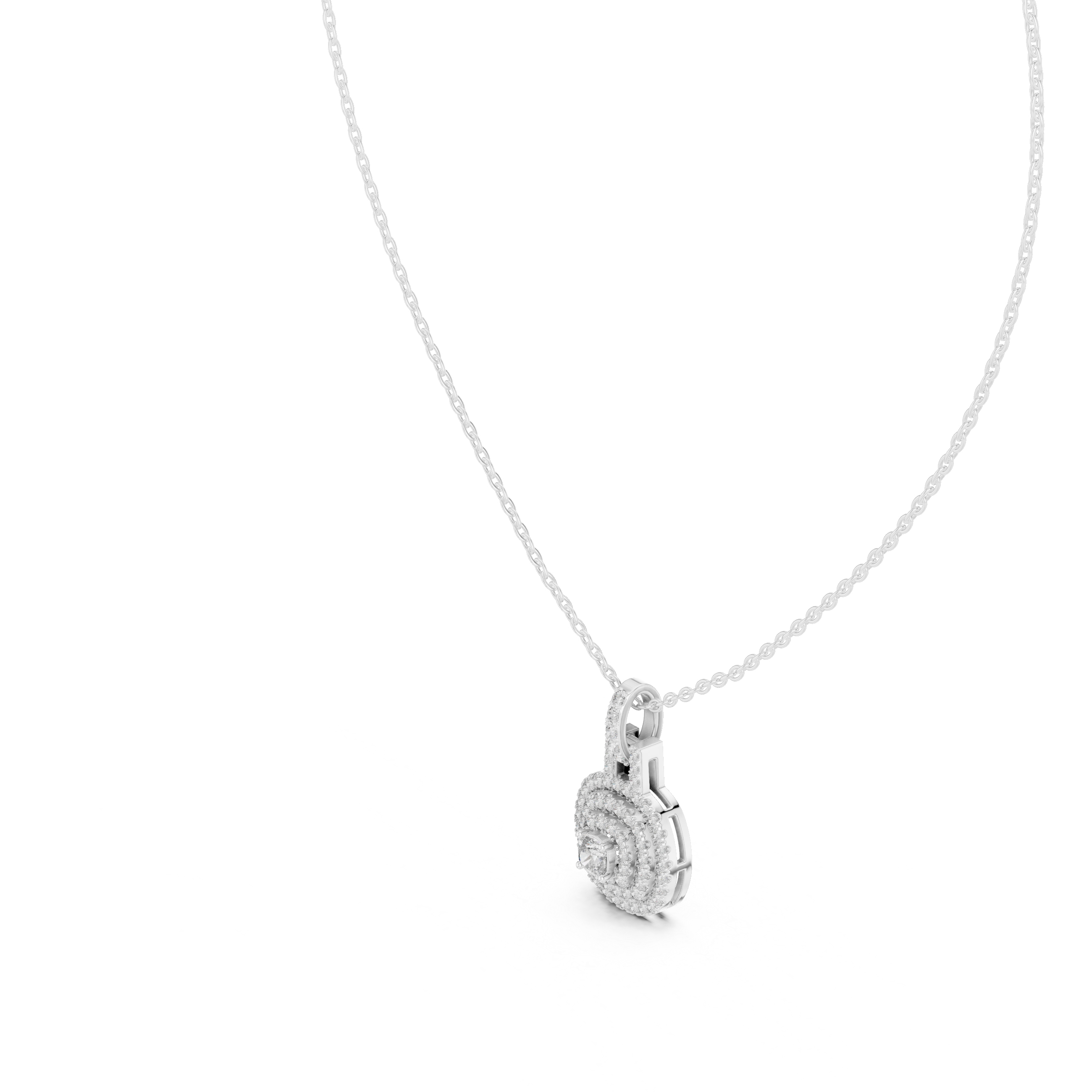 Cushion halo diamond pendant in gold with lab grown diamonds by Signora Jewels