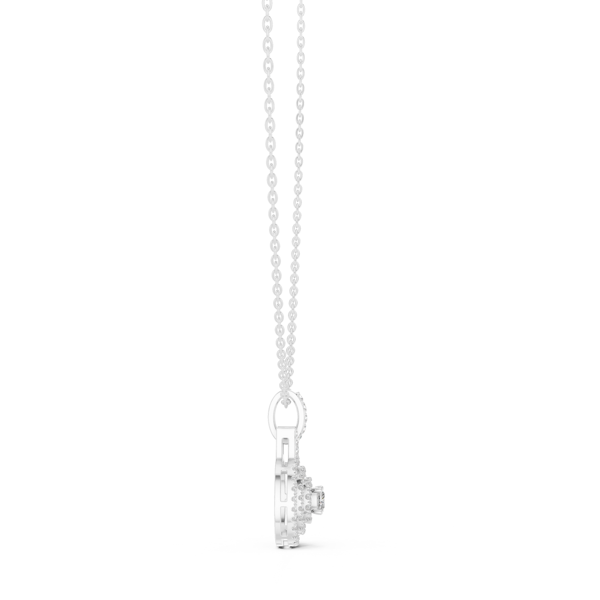 Cushion halo diamond pendant in gold with lab grown diamonds by Signora Jewels