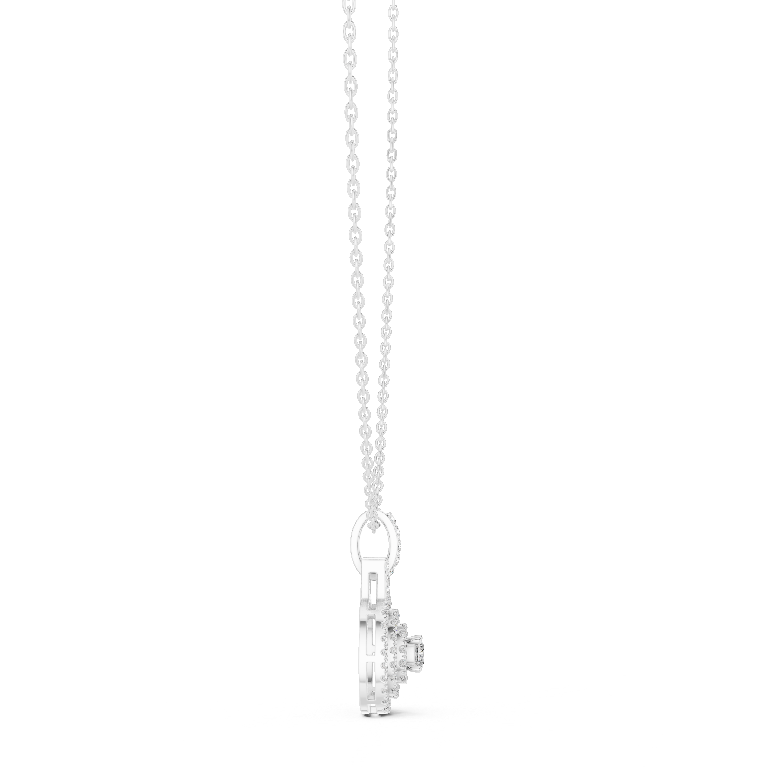 Cushion halo diamond pendant in gold with lab grown diamonds by Signora Jewels