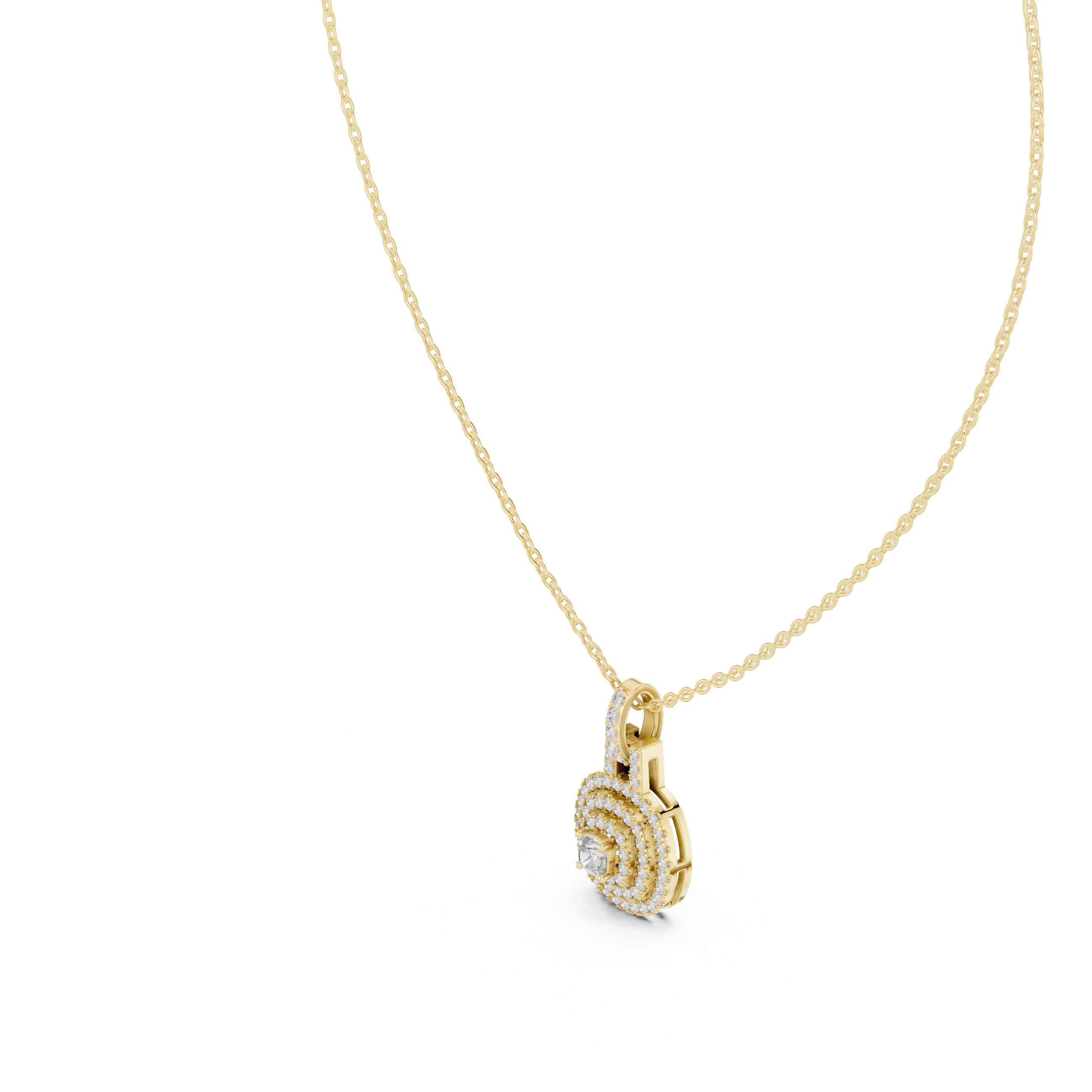 Cushion halo diamond pendant in gold with lab grown diamonds by Signora Jewels