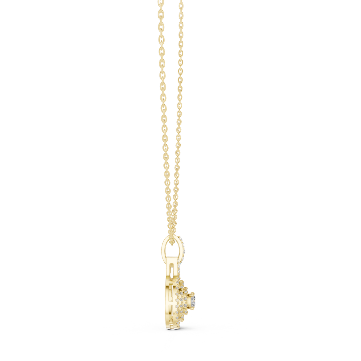 Cushion halo diamond pendant in gold with lab grown diamonds by Signora Jewels