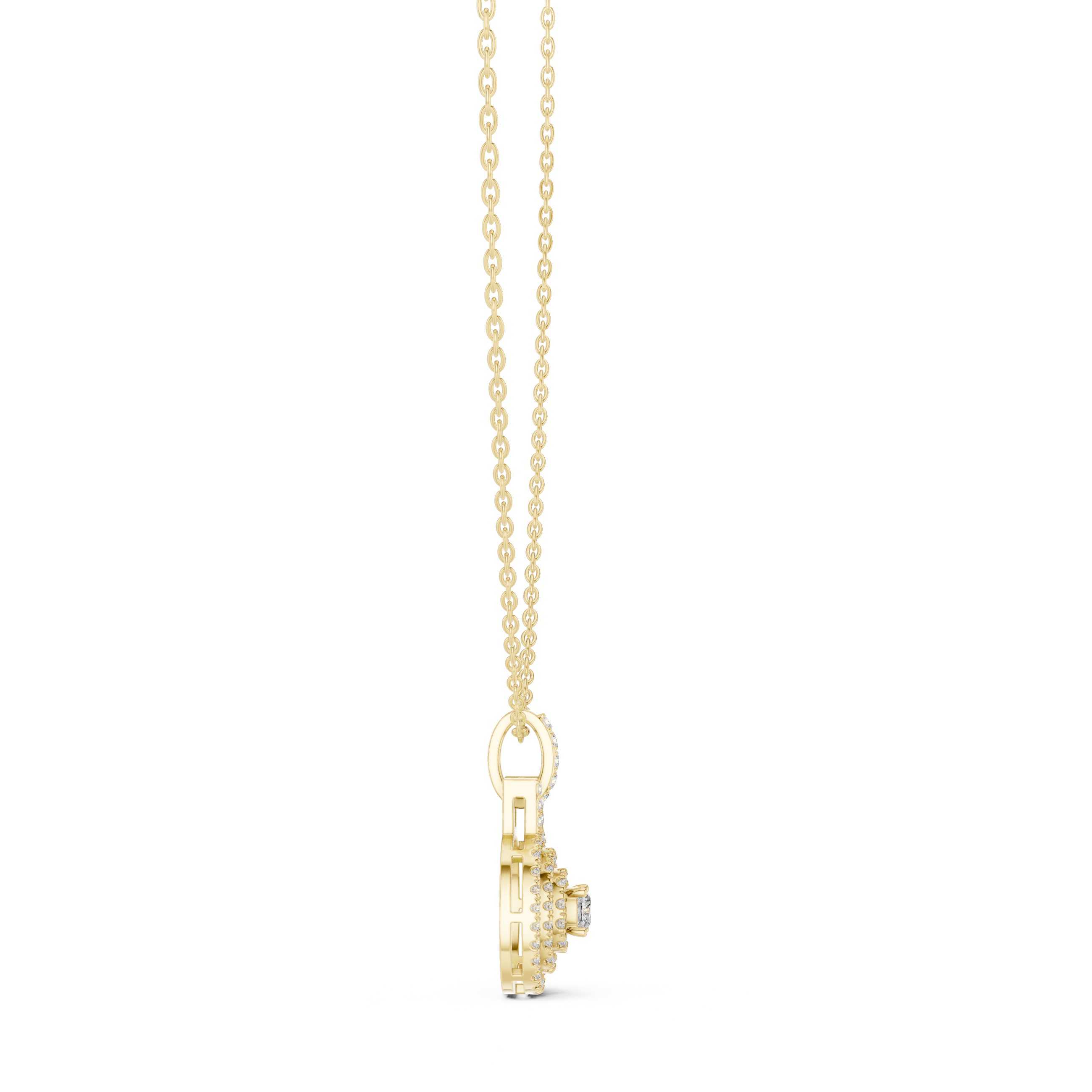 Cushion halo diamond pendant in gold with lab grown diamonds by Signora Jewels