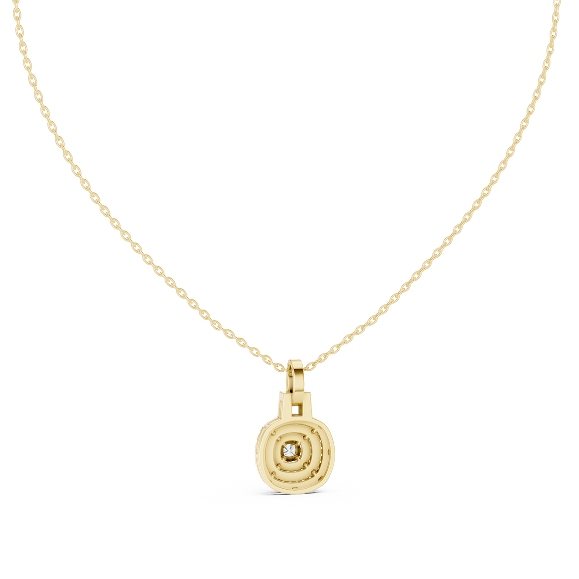Cushion halo diamond pendant in gold with lab grown diamonds by Signora Jewels