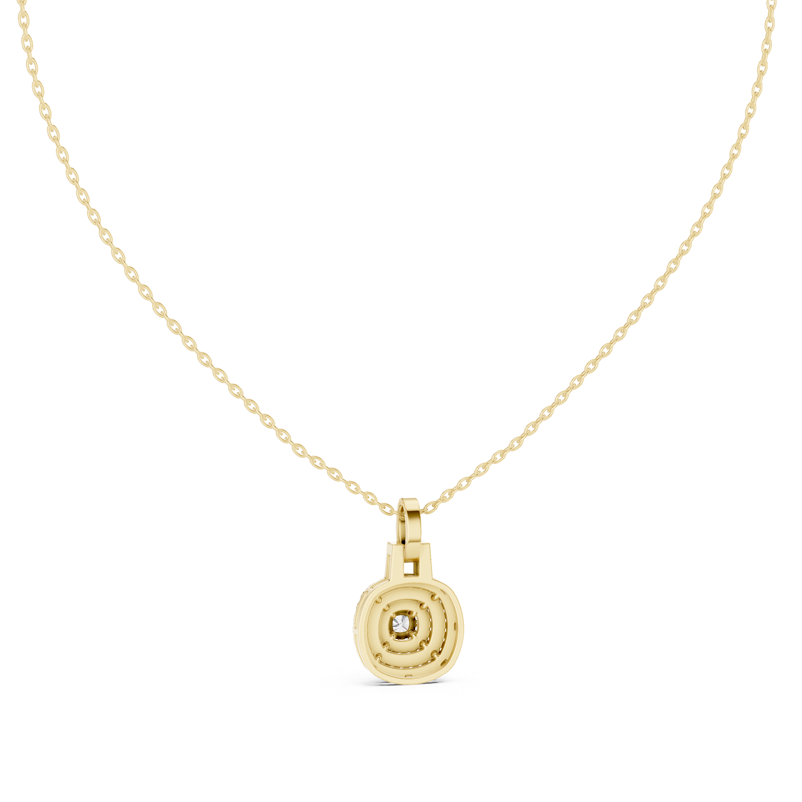 Cushion halo diamond pendant in gold with lab grown diamonds by Signora Jewels