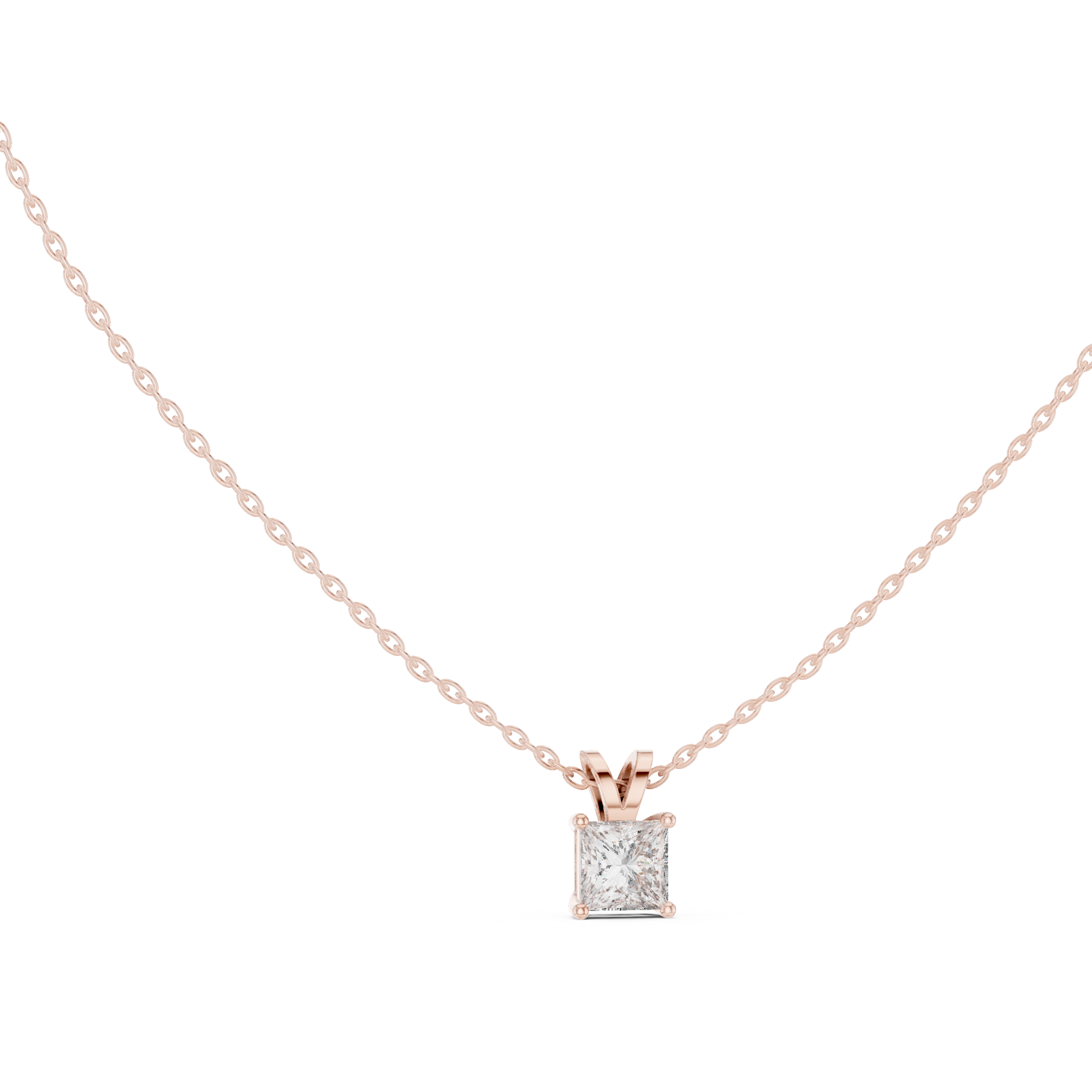 Princess cut solitaire diamond pendant in gold with lab grown diamond by Signora Jewels