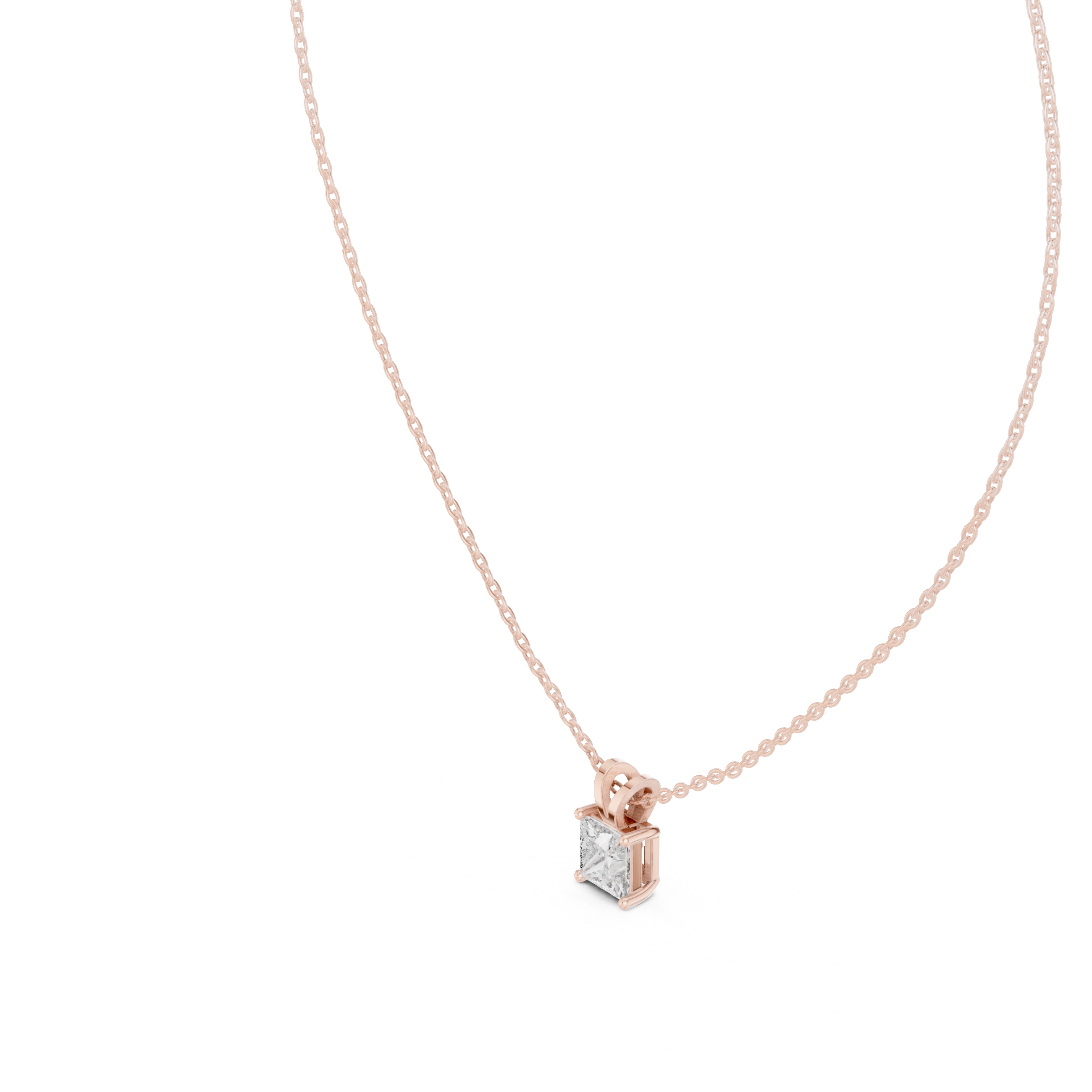 Princess cut solitaire diamond pendant in gold with lab grown diamond by Signora Jewels