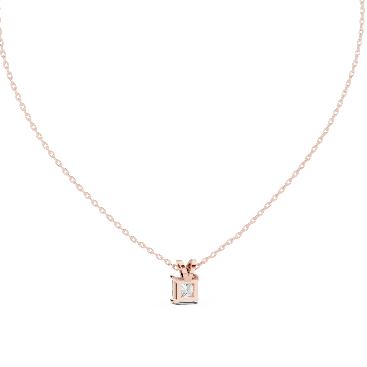 Princess cut solitaire diamond pendant in gold with lab grown diamond by Signora Jewels