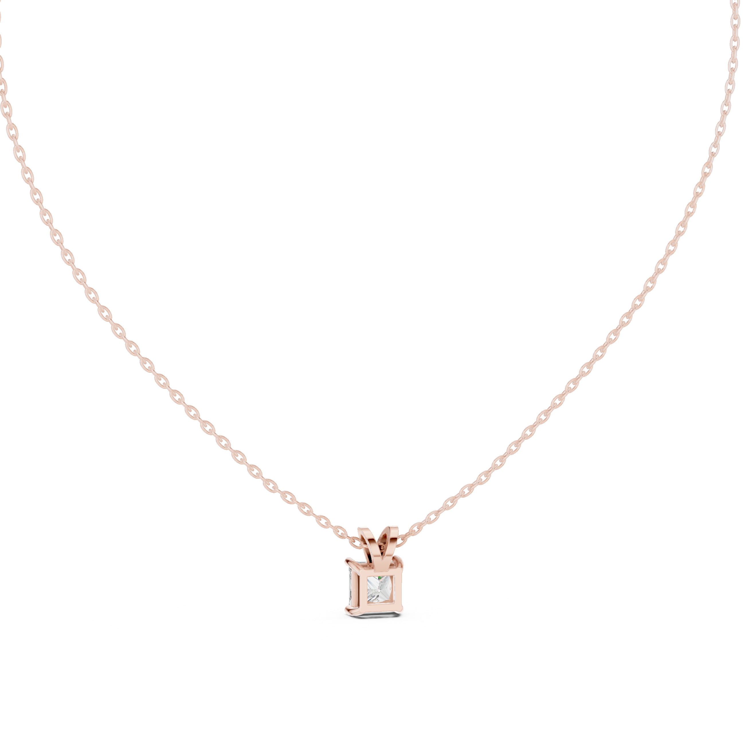 Princess cut solitaire diamond pendant in gold with lab grown diamond by Signora Jewels