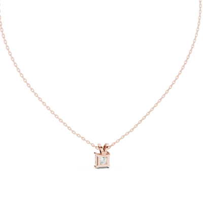 Princess cut solitaire diamond pendant in gold with lab grown diamond by Signora Jewels