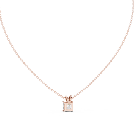 Princess cut solitaire diamond pendant in gold with lab grown diamond by Signora Jewels