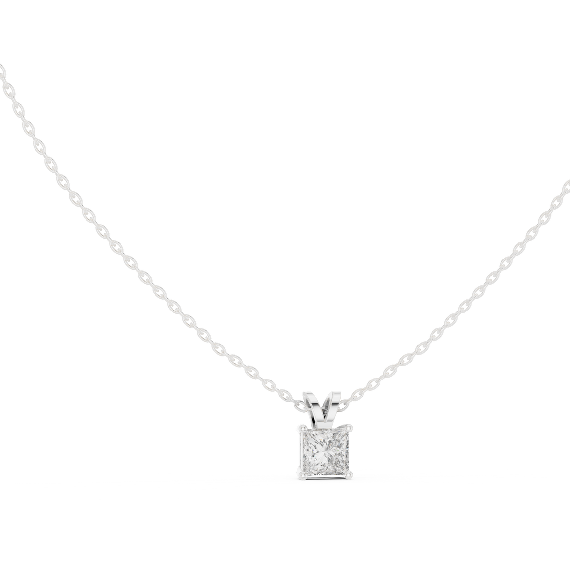 Princess cut solitaire diamond pendant in gold with lab grown diamond by Signora Jewels