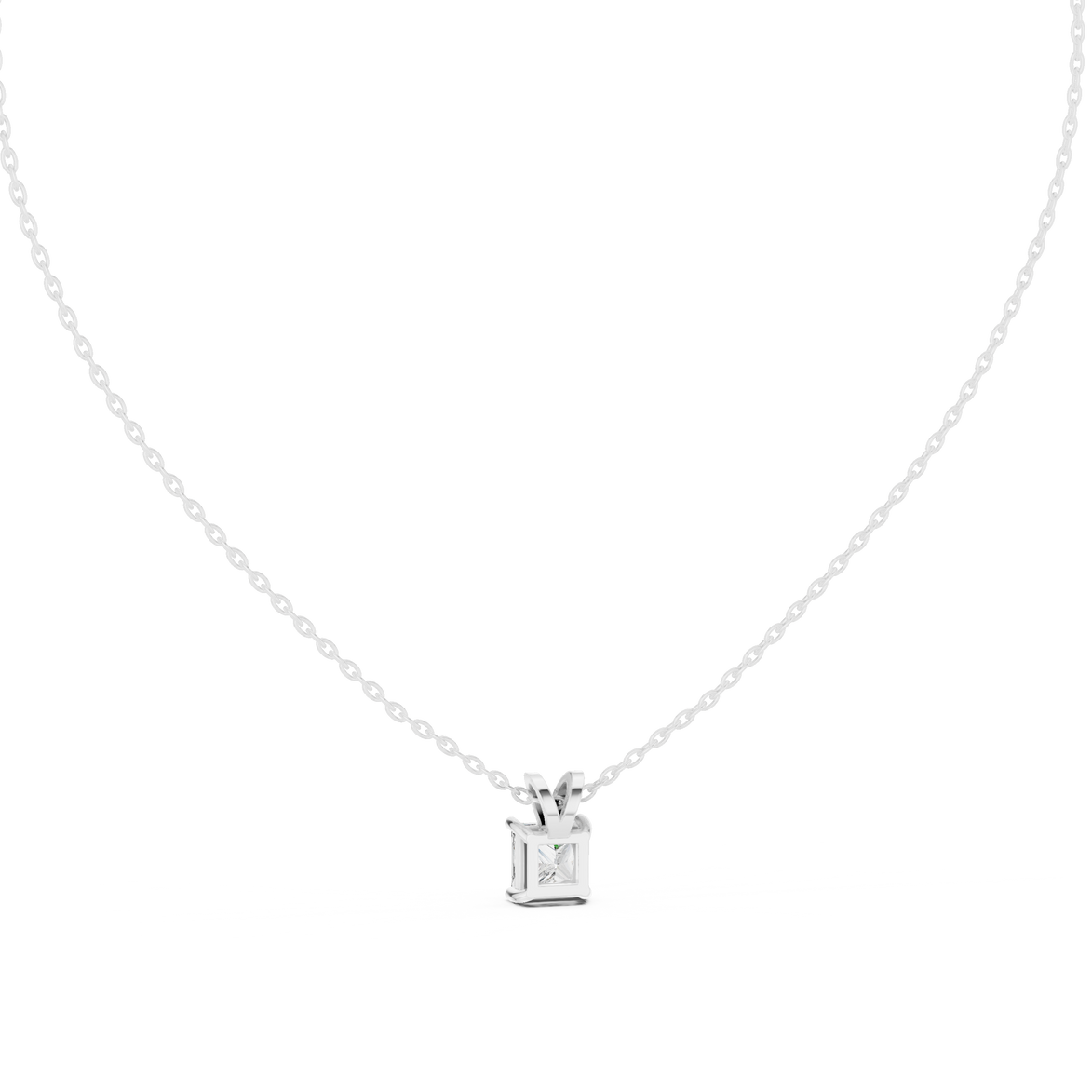 Princess cut solitaire diamond pendant in gold with lab grown diamond by Signora Jewels