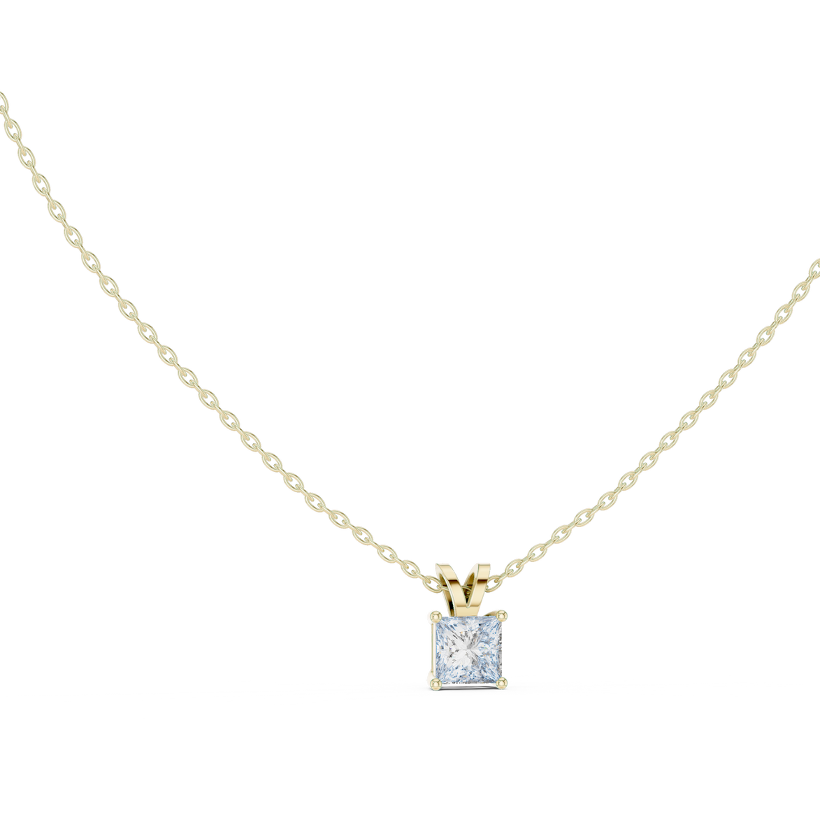 Princess cut solitaire diamond pendant in gold with lab grown diamond by Signora Jewels
