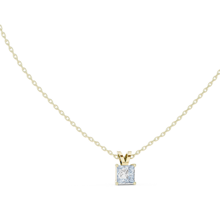 princess diamond solitaire pendant in yellow gold