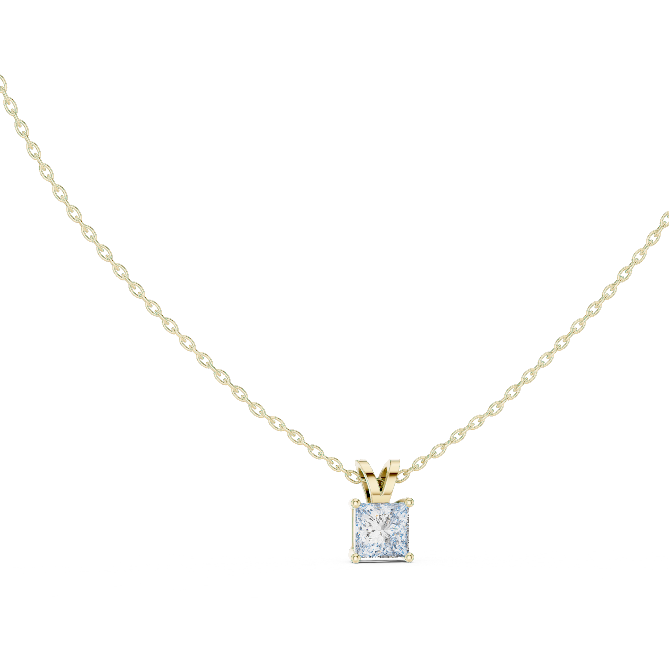 Princess cut solitaire diamond pendant in gold with lab grown diamond by Signora Jewels