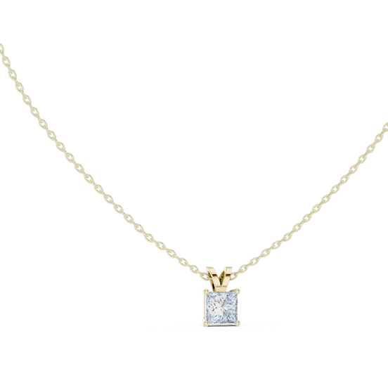 princess diamond solitaire pendant in yellow gold