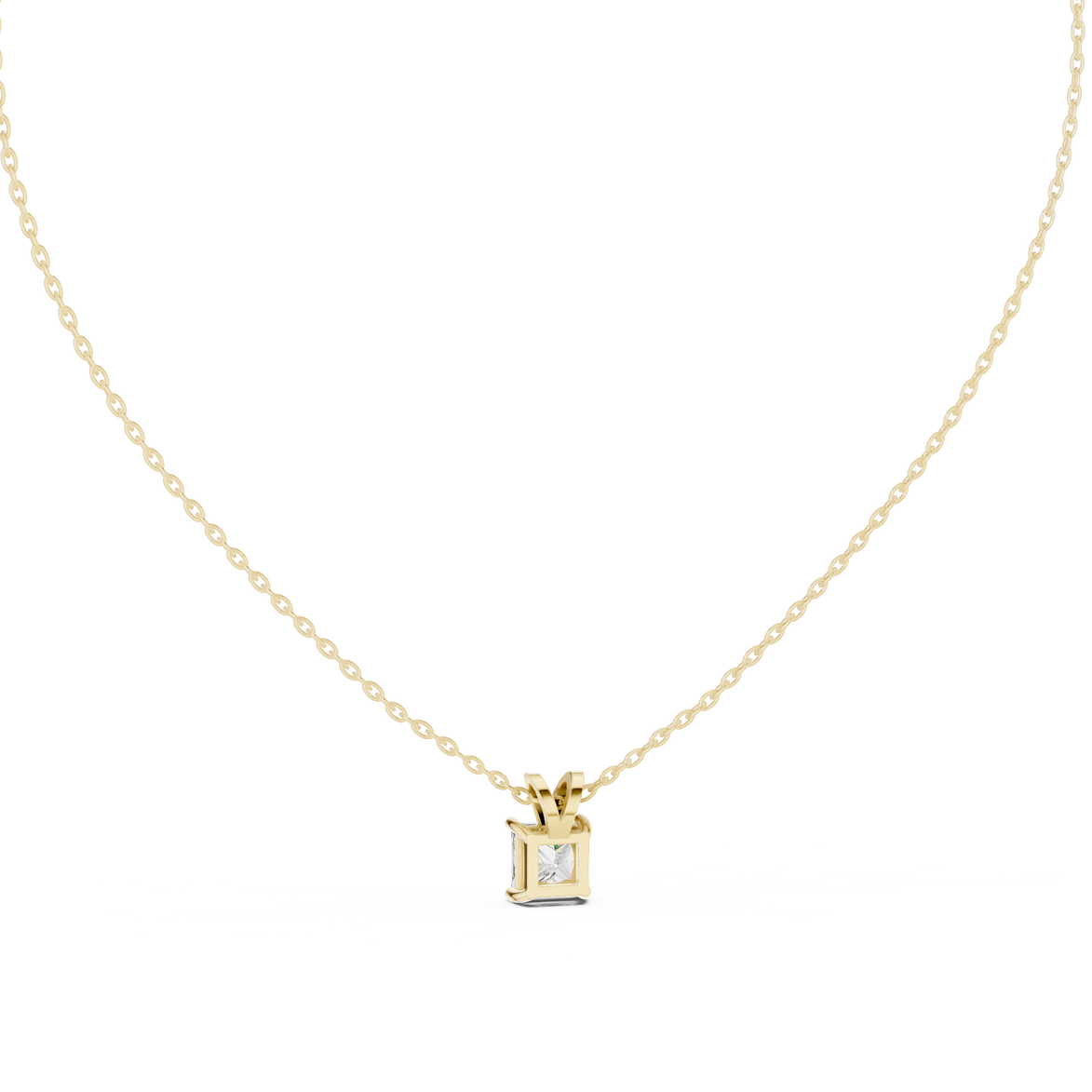 Princess cut solitaire diamond pendant in gold with lab grown diamond by Signora Jewels
