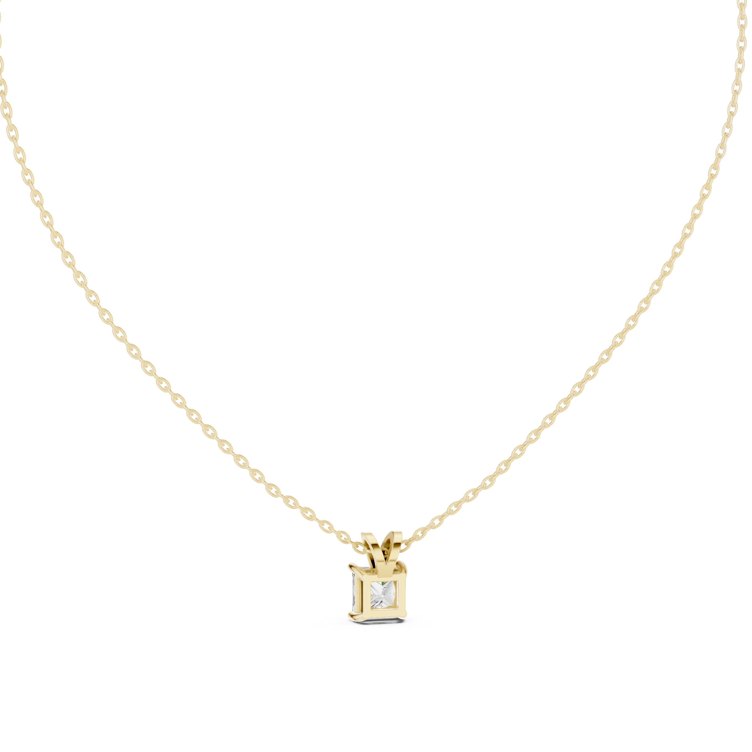 Princess cut solitaire diamond pendant in gold with lab grown diamond by Signora Jewels