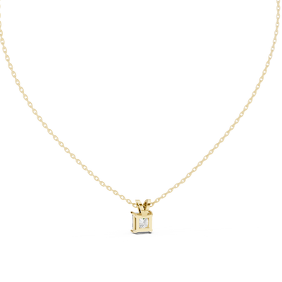 Princess cut solitaire diamond pendant in gold with lab grown diamond by Signora Jewels