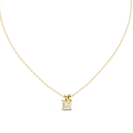 Princess cut solitaire diamond pendant in gold with lab grown diamond by Signora Jewels
