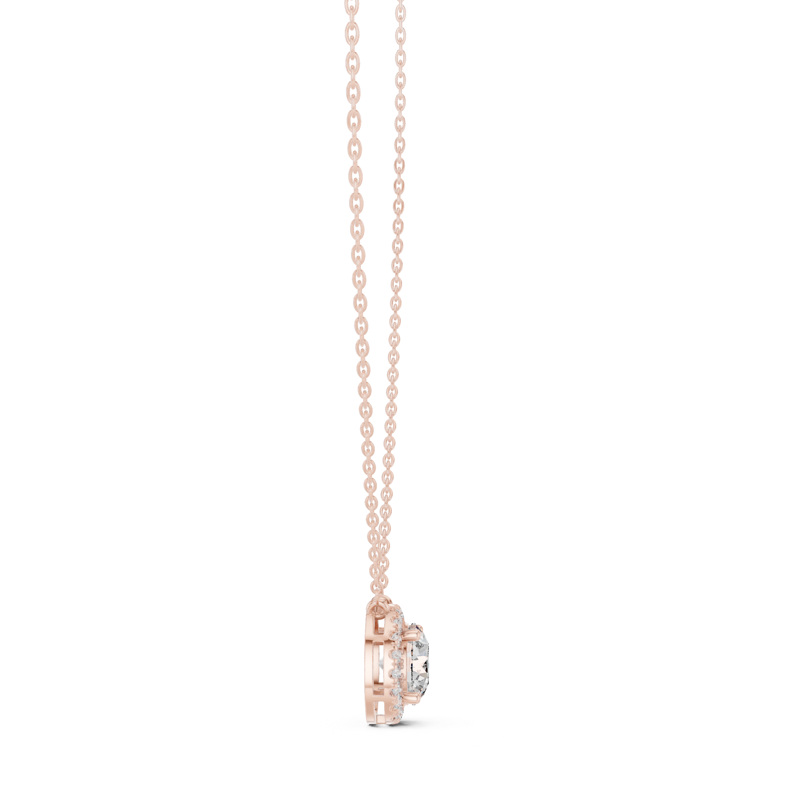 Round halo diamond pendant in gold with lab grown diamonds by Signora Jewels